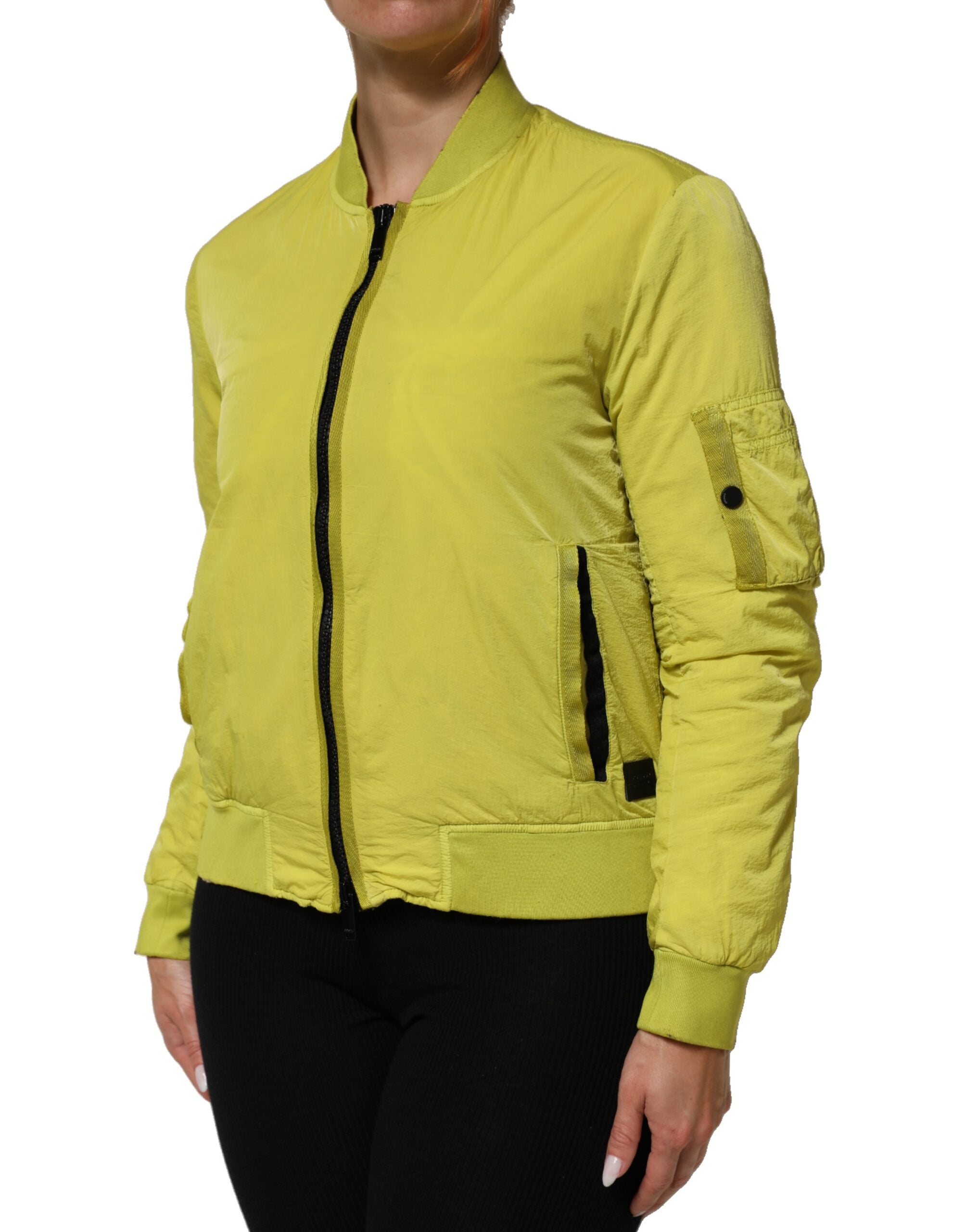 Dondup Yellow Polyamide Zipper Bomber Women’s Women's Jacket (Pre-Owned)