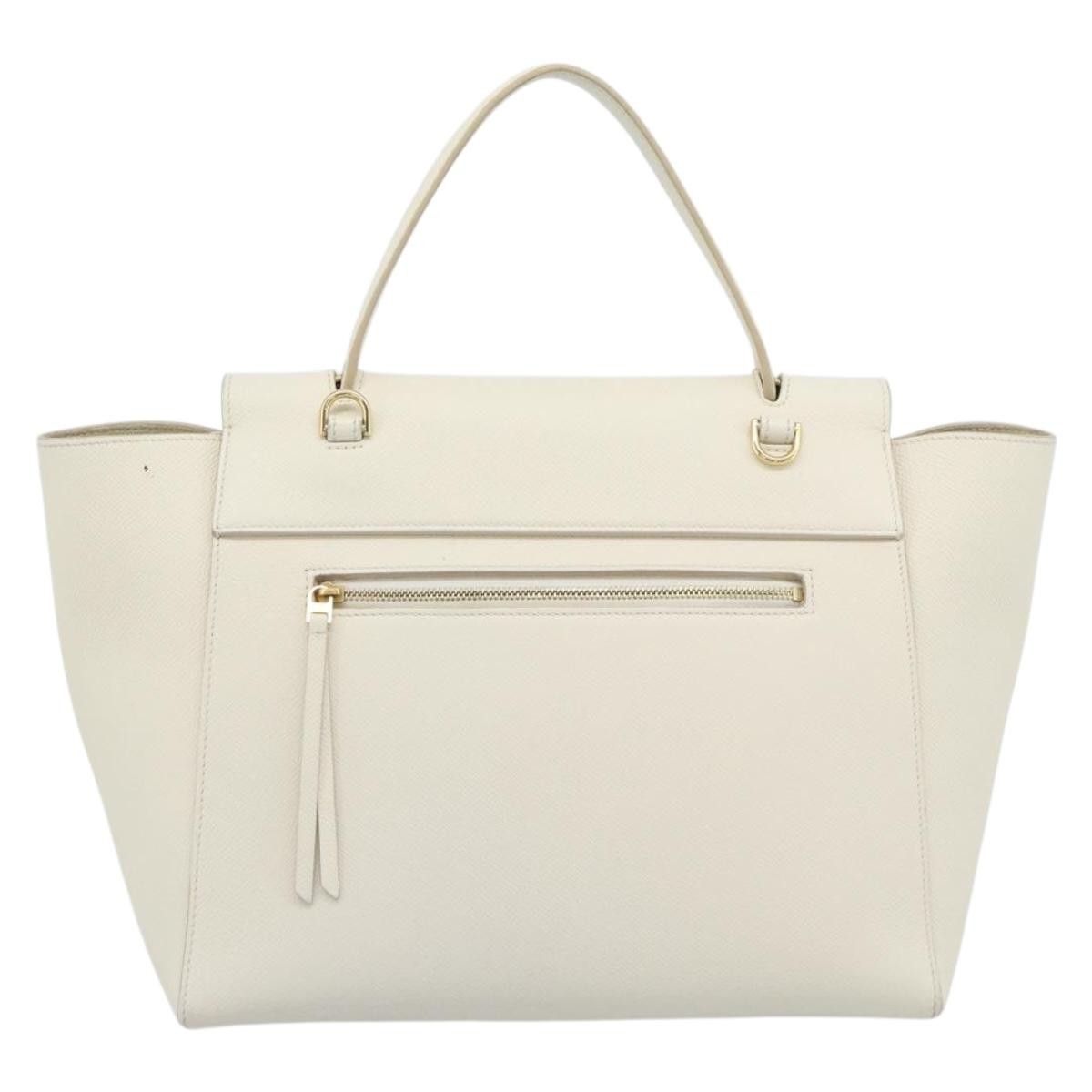 Celine Belt Textured Leather White Leather Handbag (Pre-Owned)