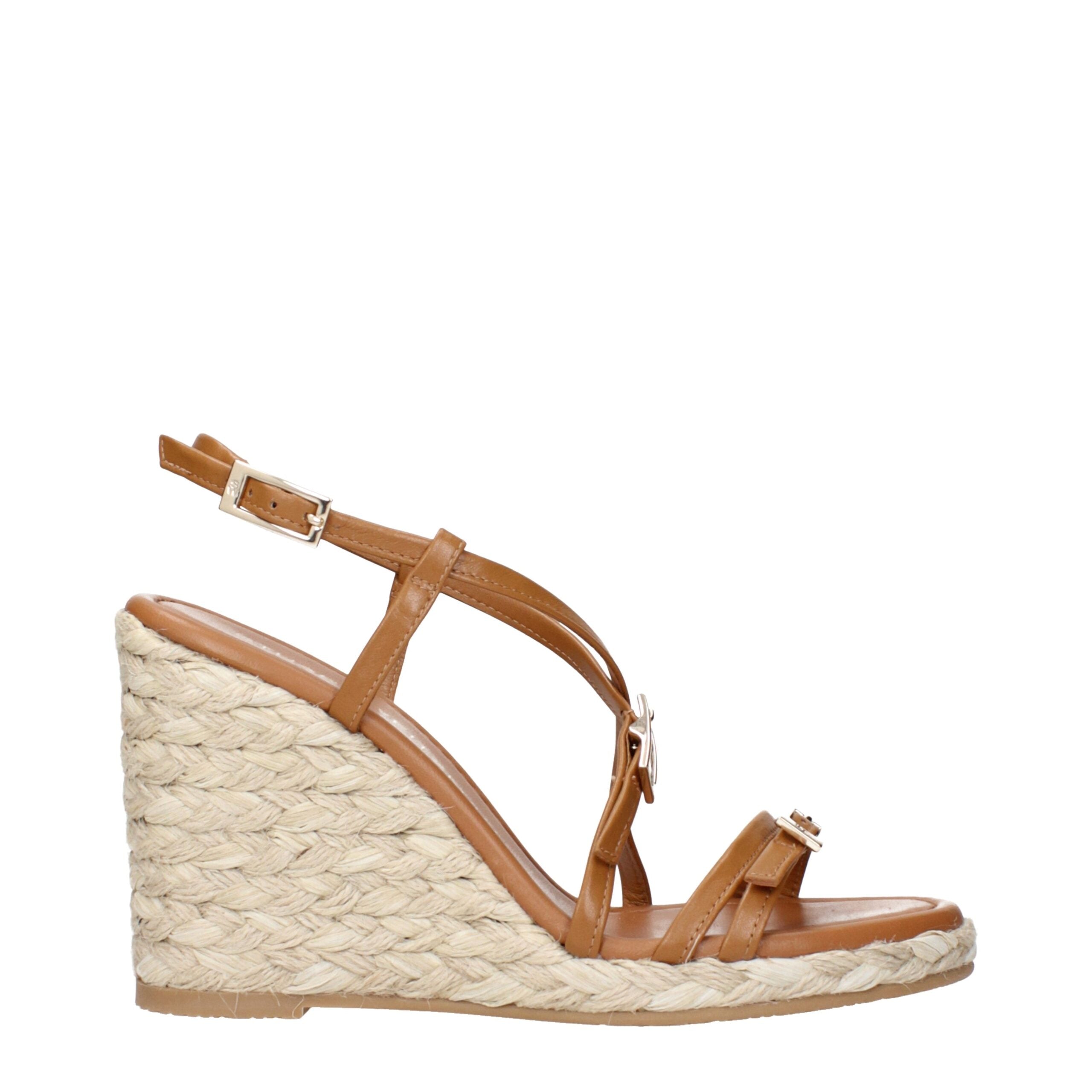 Stuart Weitzman Brown Leather Wedge Women's Sandals