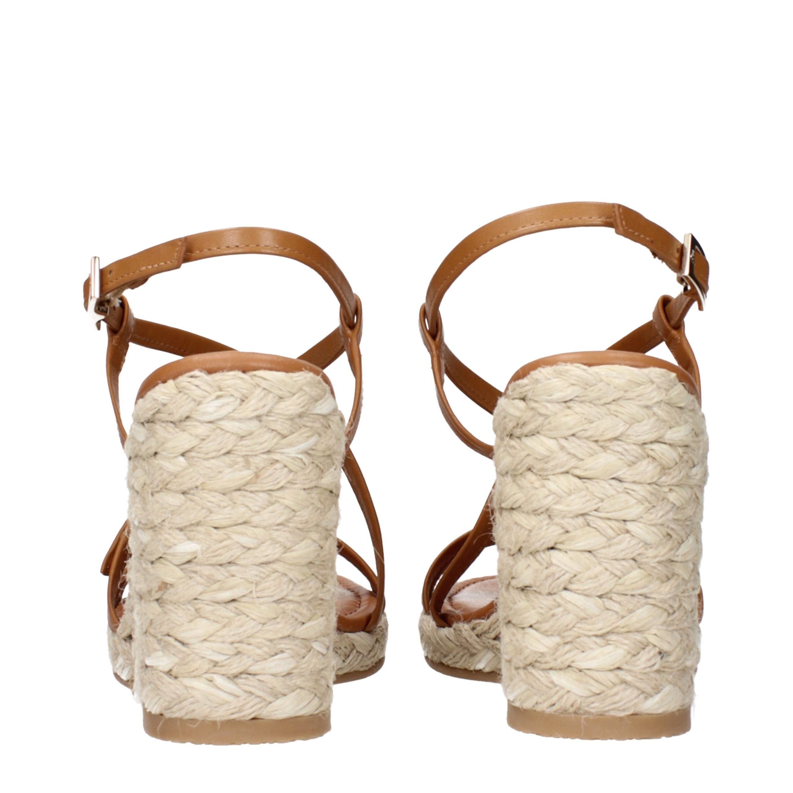 Stuart Weitzman Brown Leather Wedge Women's Sandals