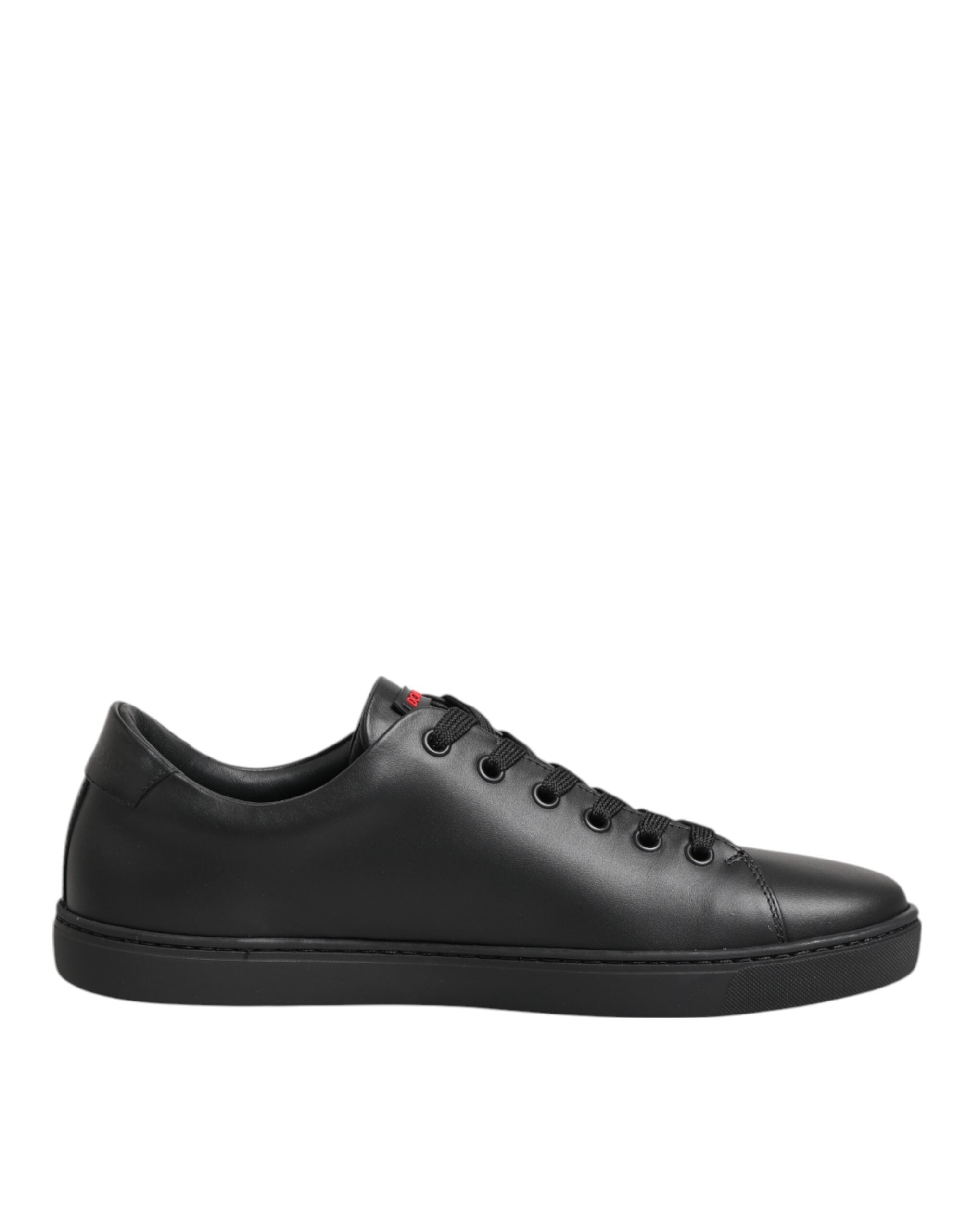 Dolce & Gabbana Black Leather Crystal Heart Low Top Sneakers  Women's Shoes