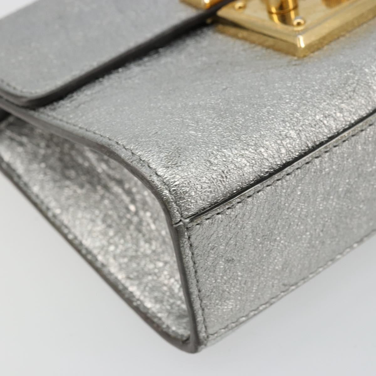 Gucci Padlock Shoulder Bag Nm Gg Coated Canvas And Leather Silver Leather Shoulder Bag Bag (Pre-Owned)