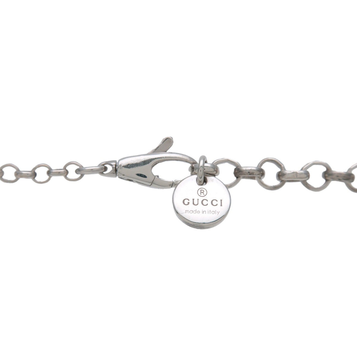 Gucci Engraved Interlocking G Chain Link Pendant Sterling Silver Silver Silver Necklace Jewelry (Pre-Owned)