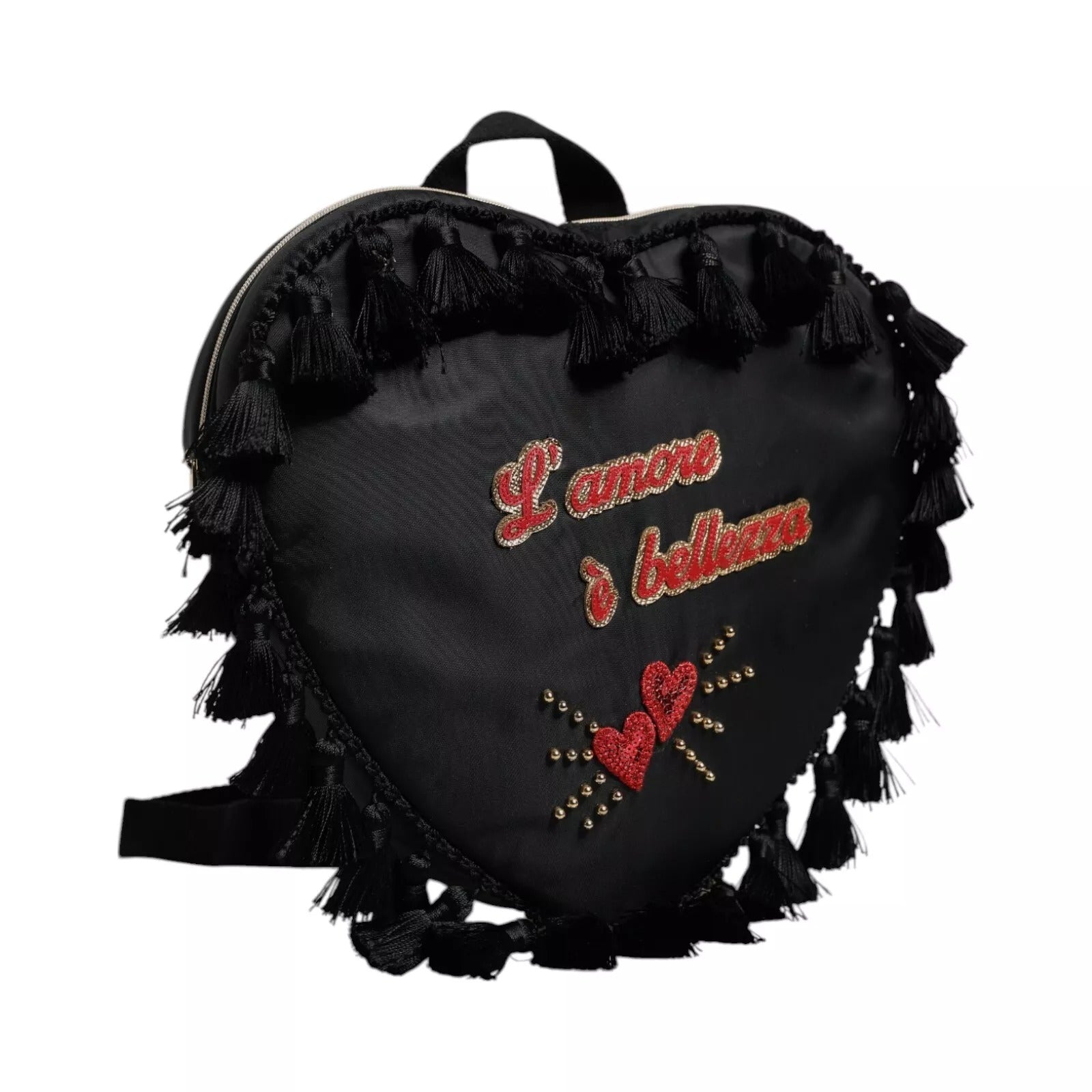 Dolce & Gabbana Black Heart L'Amore Patch Embellished Kids Women's Backpack (Pre-Owned)