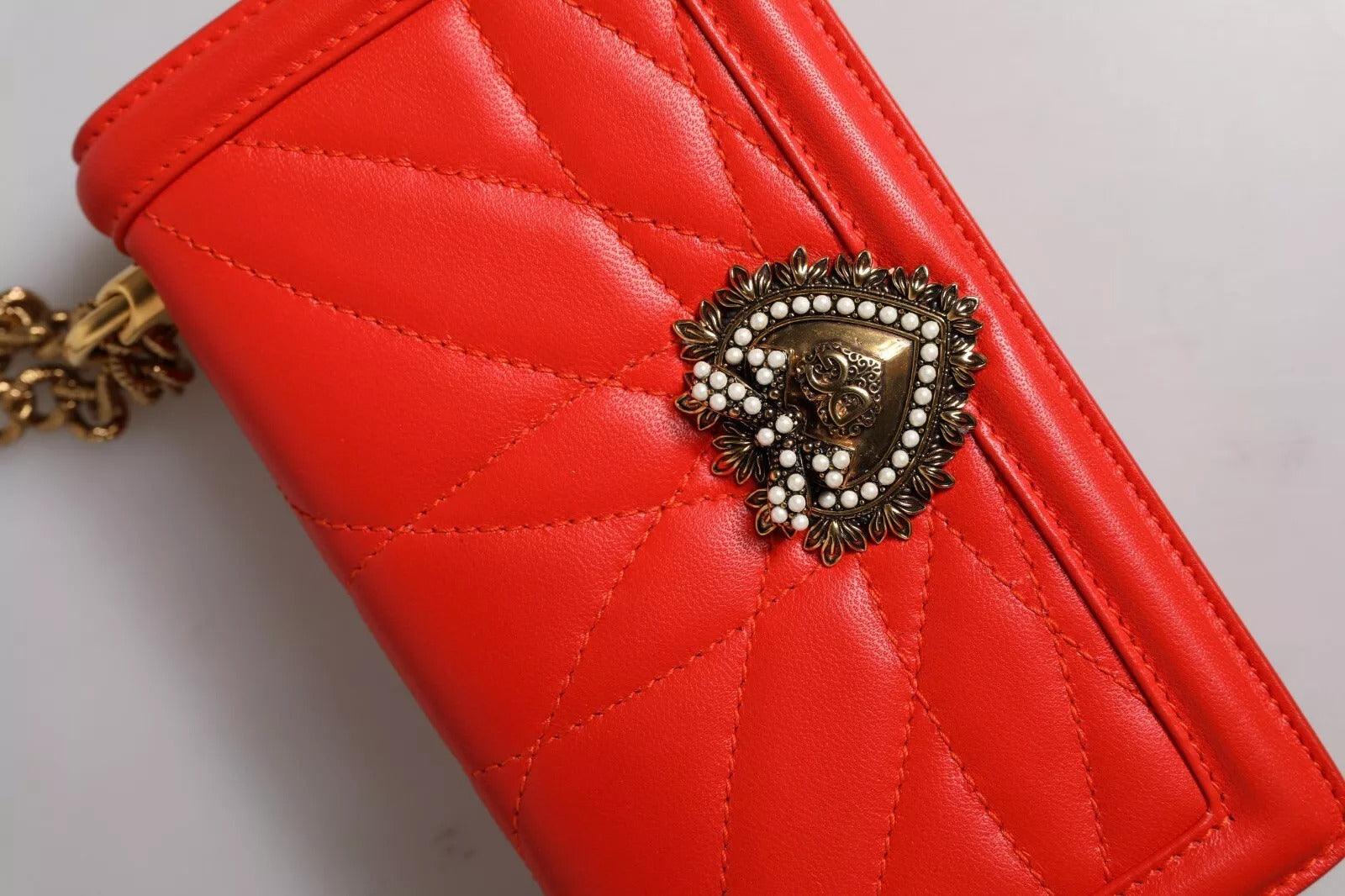 Dolce & Gabbana Red Quilted Devotion Crossbody 11 PRO Phone case Women's bag (Pre-Owned)