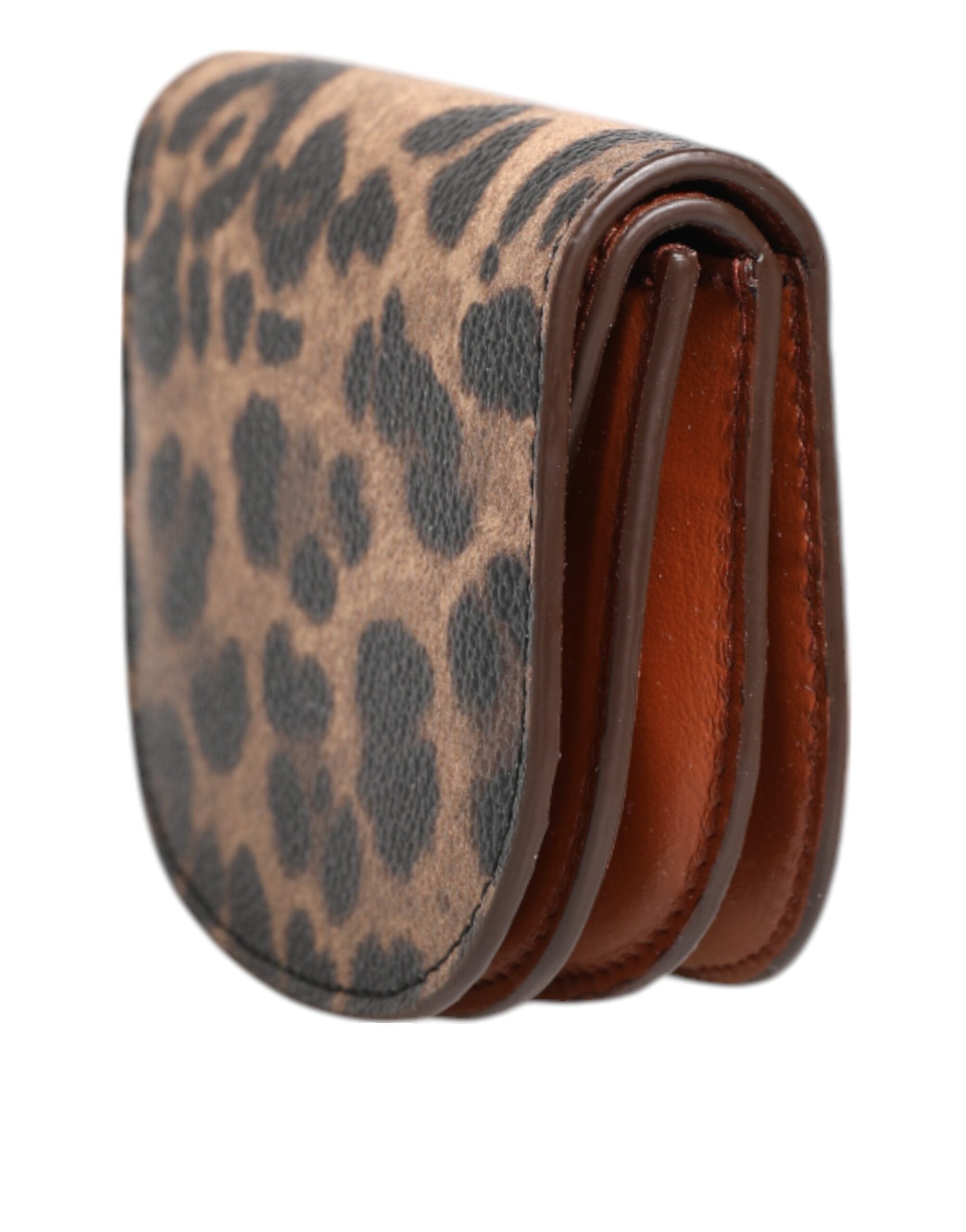 Dolce & Gabbana Brown Leopard Print Calf Leather Small Coin Purse Women's Wallet