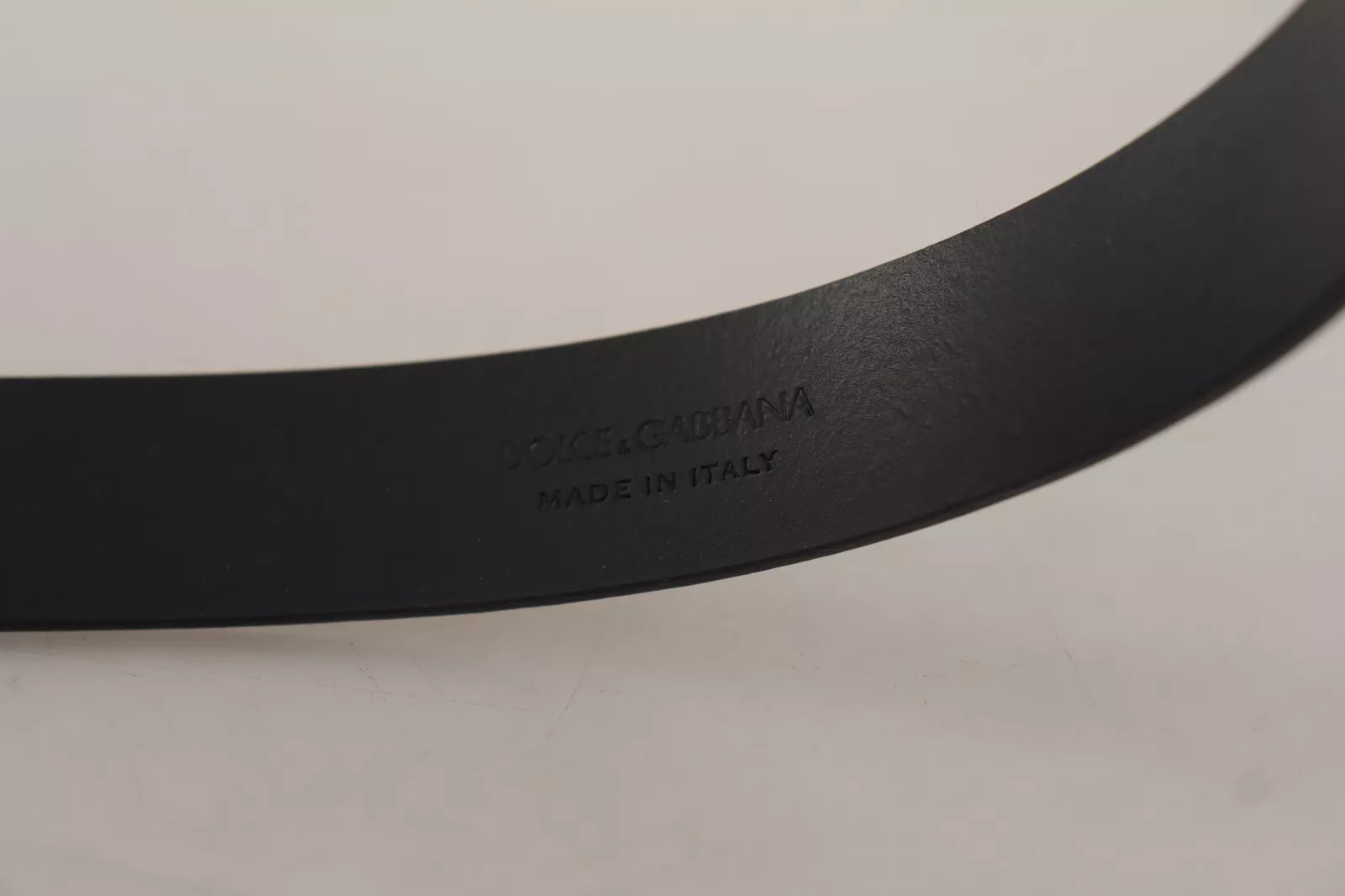 Dolce & Gabbana Calf Leather Silver Tone Black Metal Buckle Men's Belt