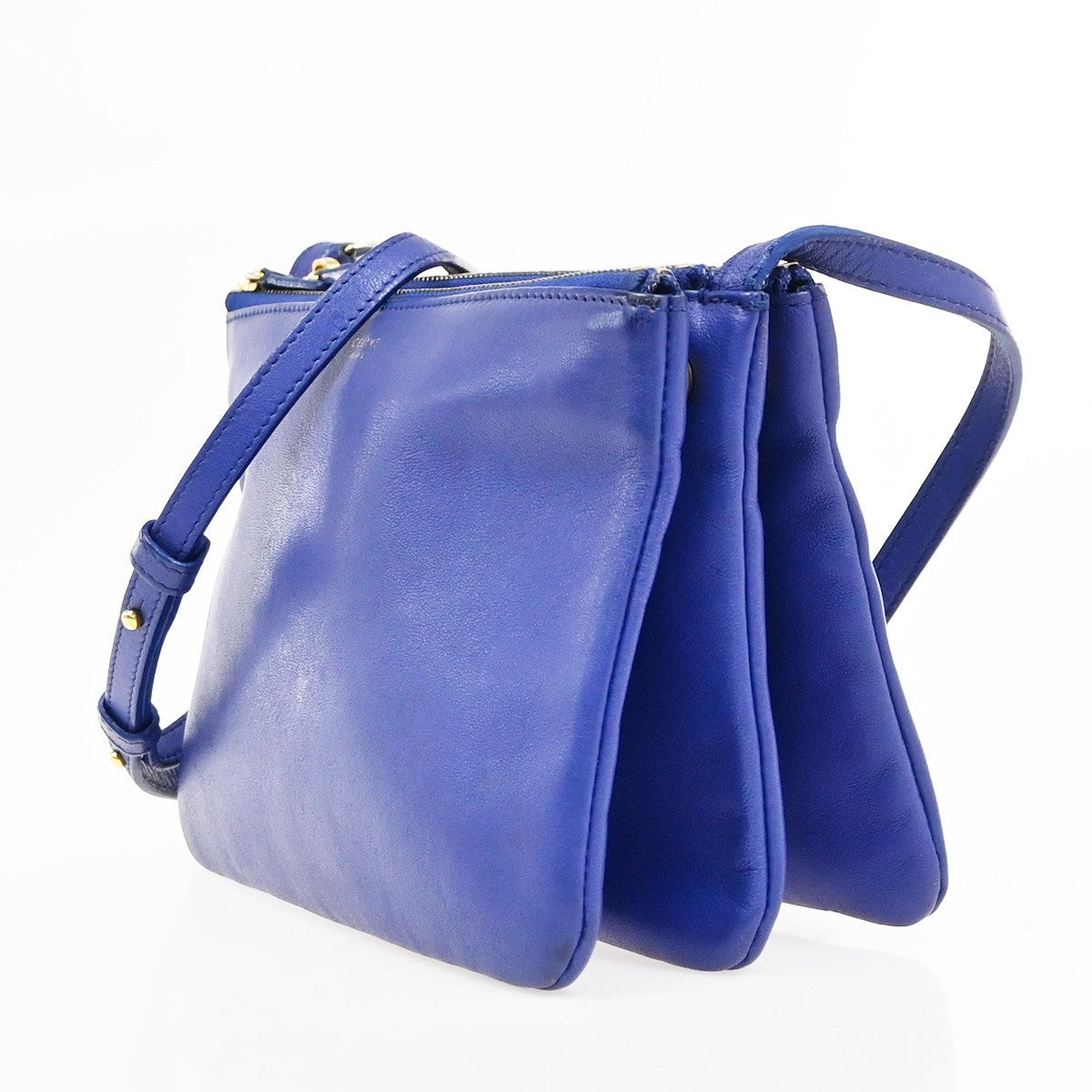 Celine Trio Leather Blue Leather Shoulder Bag Bag (Pre-Owned)