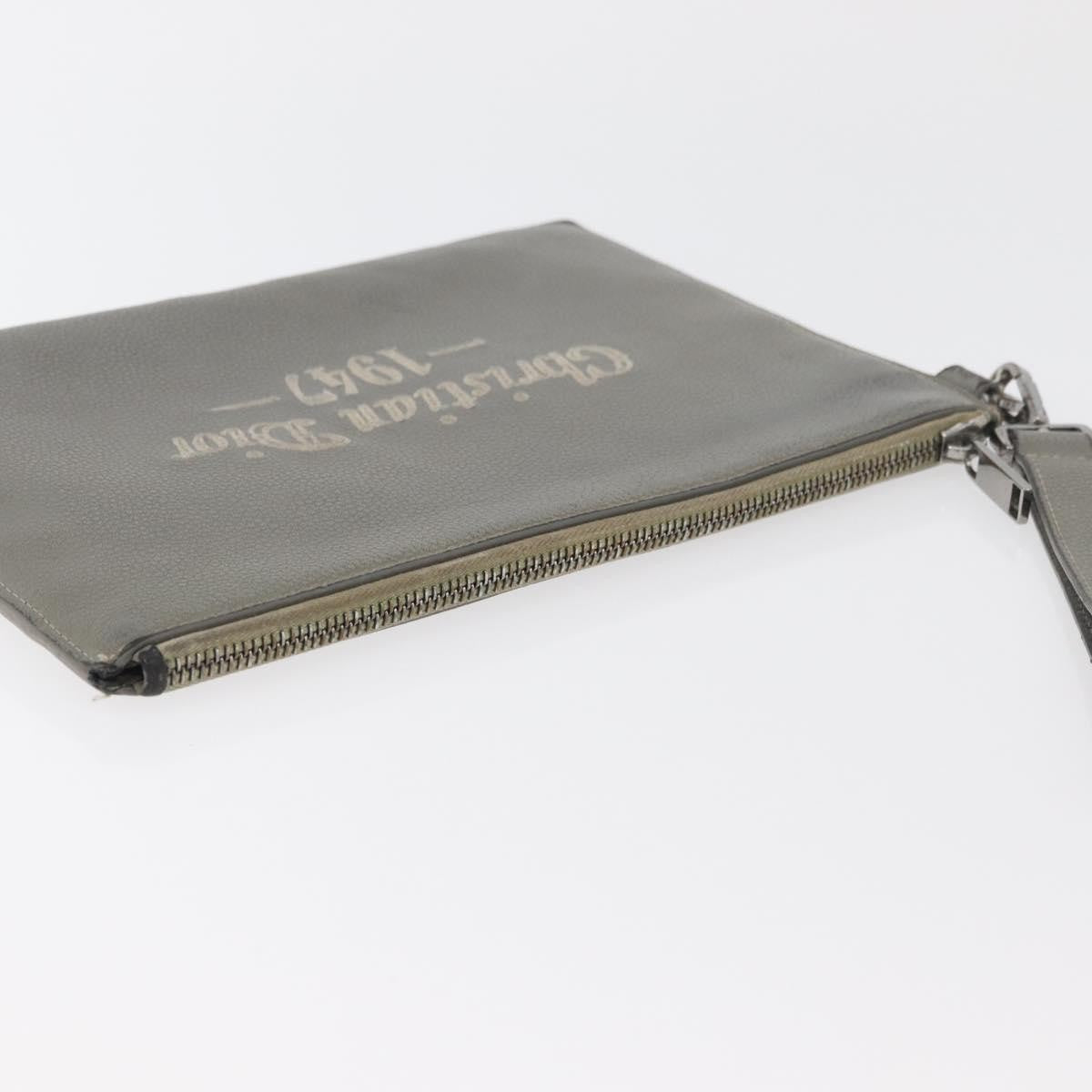 Christian Dior Clutch Leather Gray Leather Clutche & Pouche Bag (Pre-Owned)