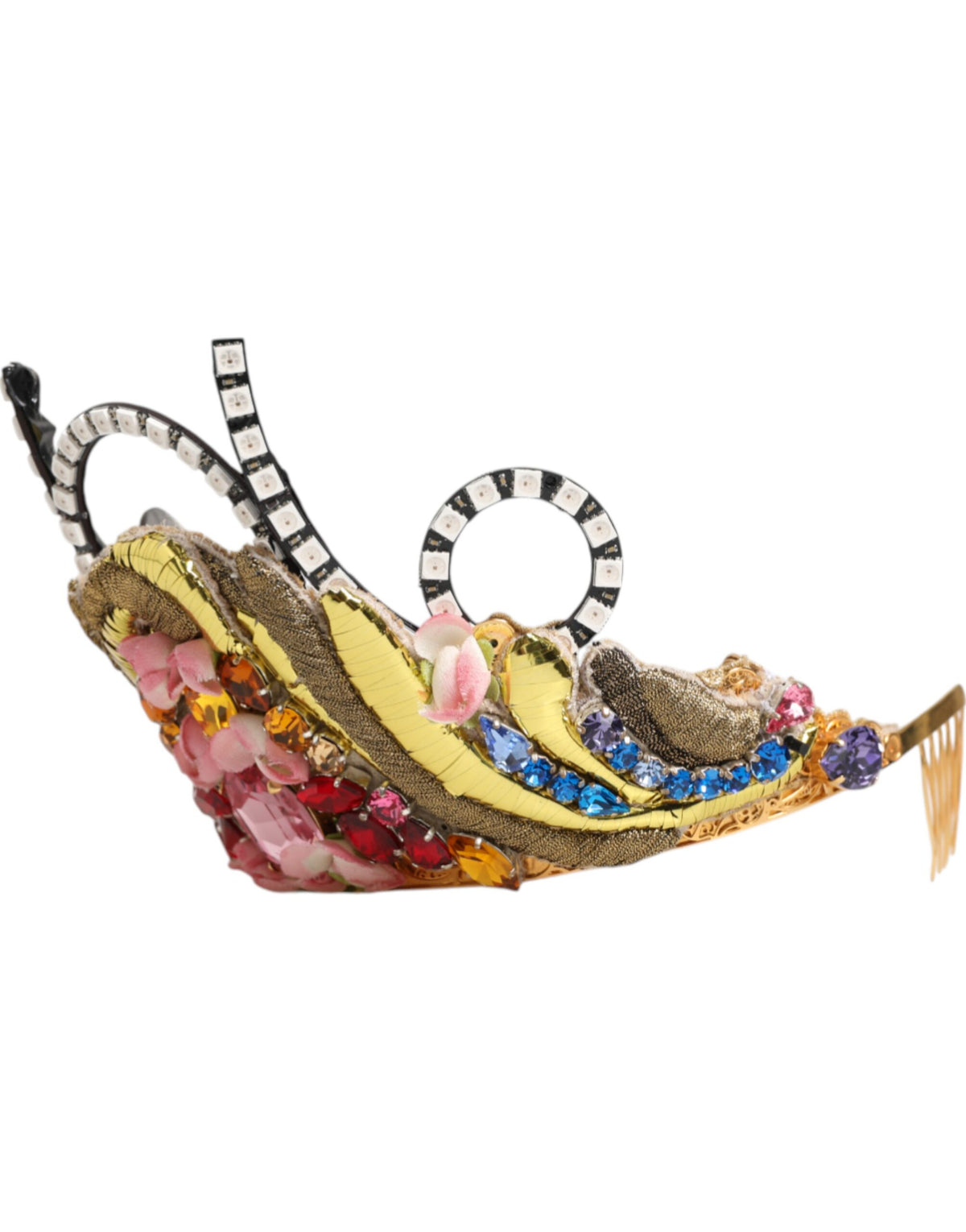 Dolce & Gabbana Gold Brass Crystal Embellished Headpiece Crown Women's Tiara (Pre-Owned)