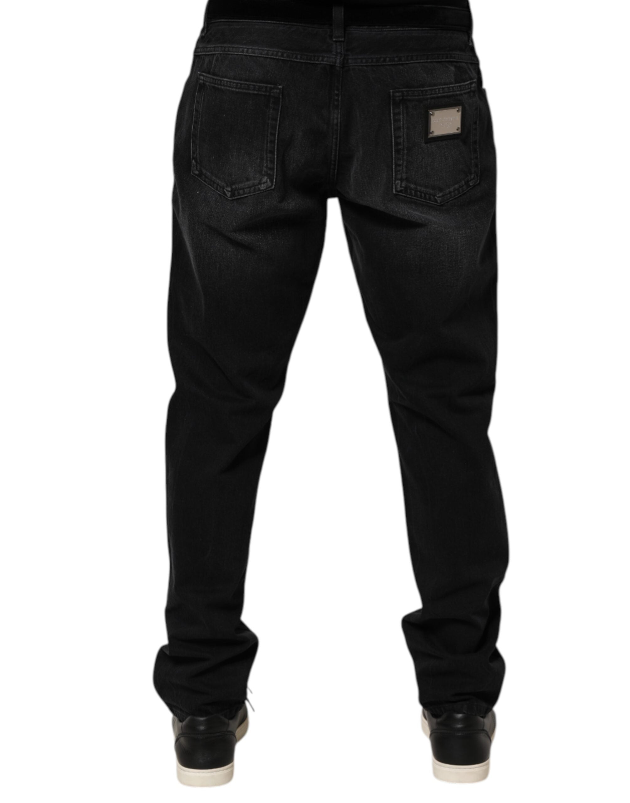Dolce & Gabbana Black Washed Cotton Skinny Men Denim Men's Jeans