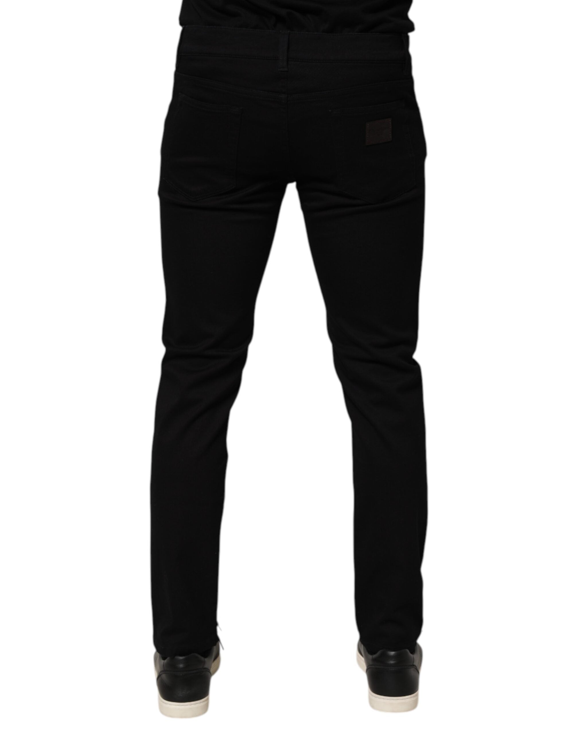 Dolce & Gabbana Black Cotton Blend Skinny Men Trouser Men's Pants