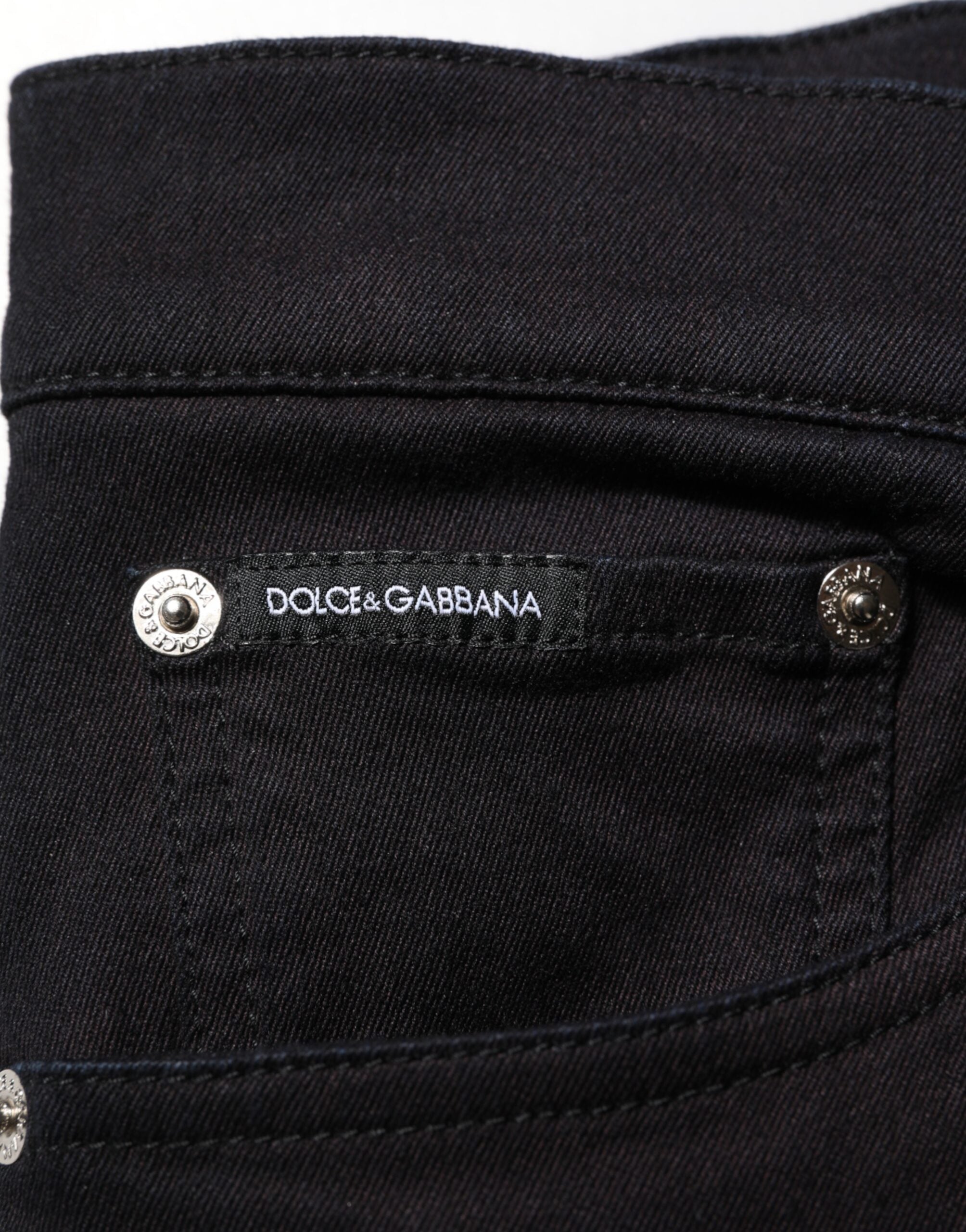 Dolce & Gabbana Black Cotton Blend Skinny Men Trouser Men's Pants