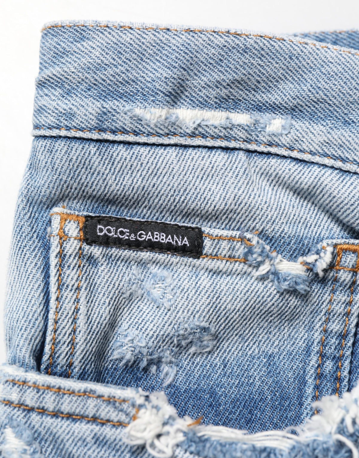 Dolce & Gabbana Blue Distressed Ripped Denim Pants Men's Jeans