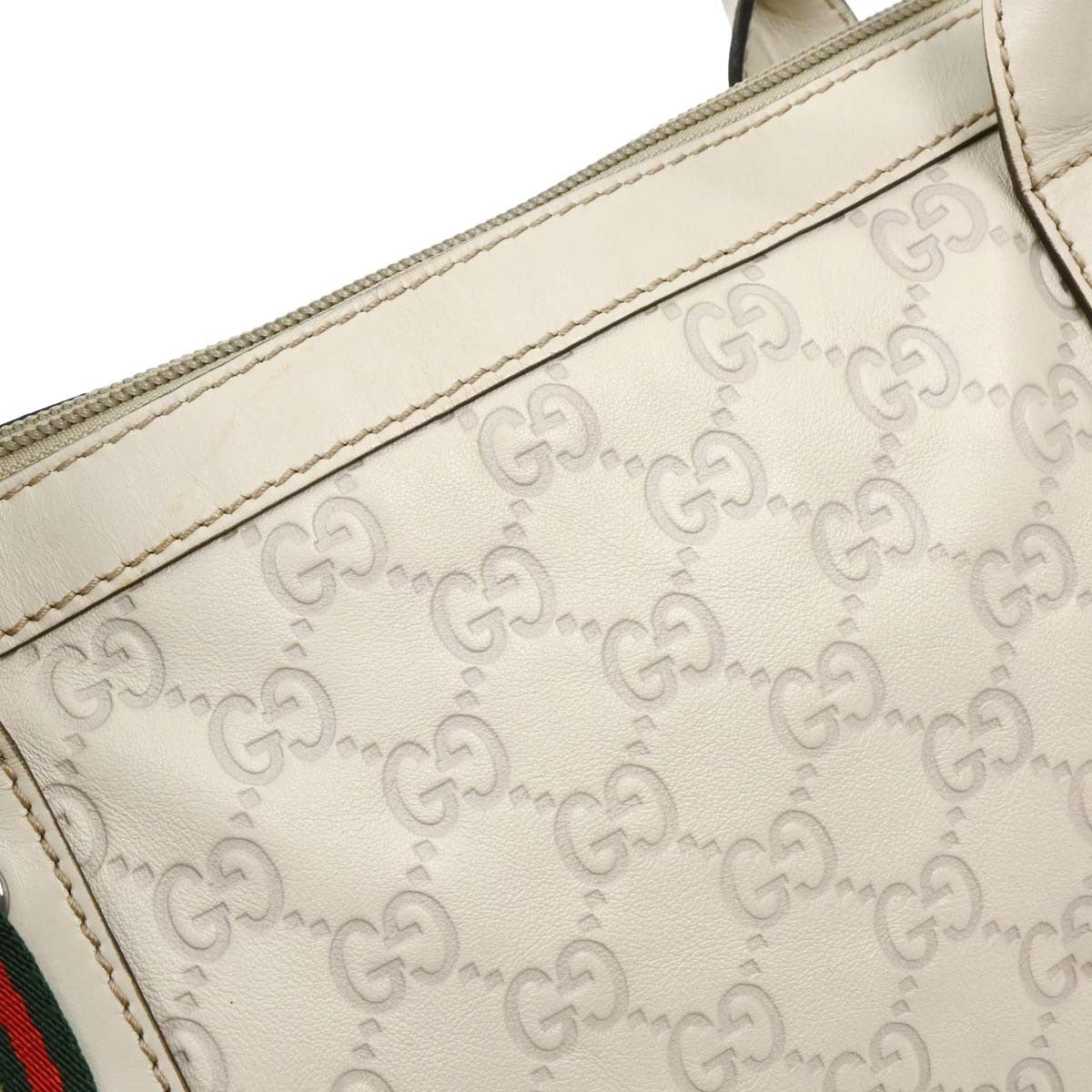 Gucci Princy Zip Tote Gg Canvas And Leather White Leather Tote Bag Bag (Pre-Owned)