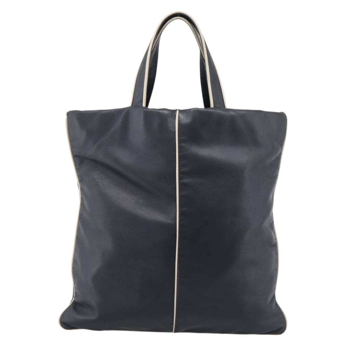 Loewe Tote Leather Black Leather Tote Bag Bag (Pre-Owned)