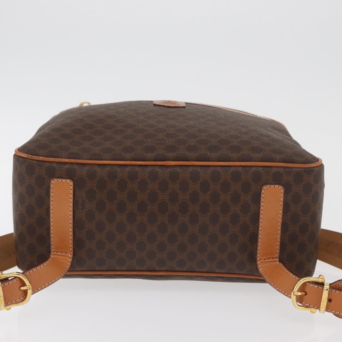 Celine Backpack Leather Brown Canvas Backpack Bag (Pre-Owned)