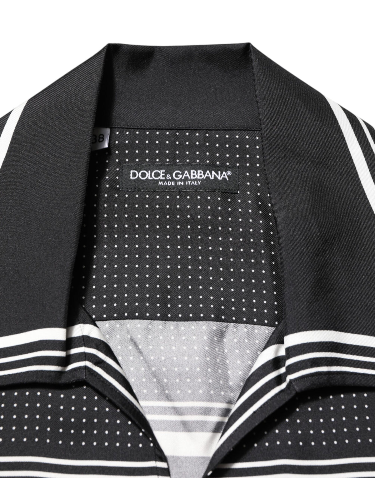 Dolce & Gabbana Black White StripeDot Print Casual Polo Men's Shirt