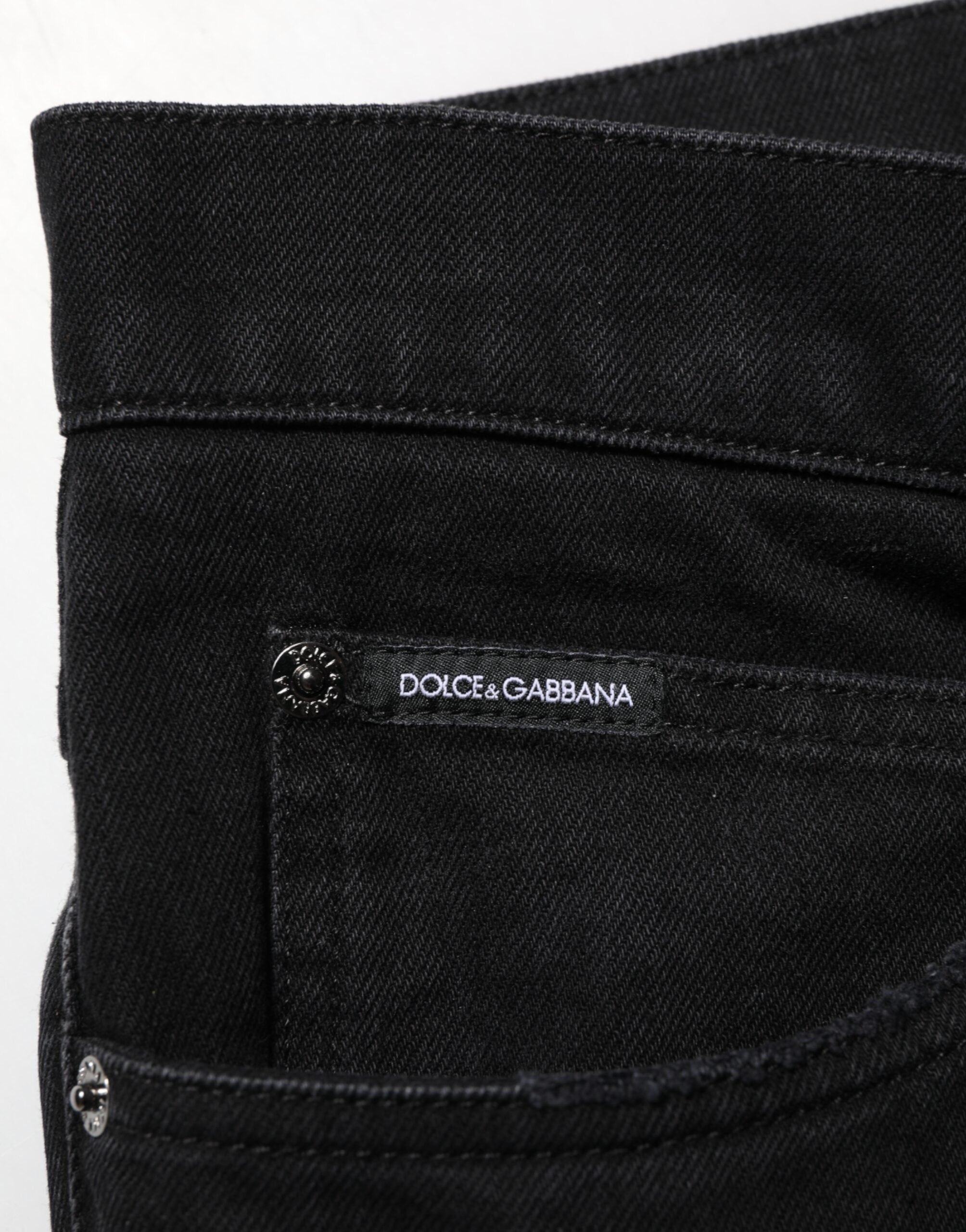 Dolce & Gabbana Black Cotton Regular Denim Men Trouser Men's Jeans