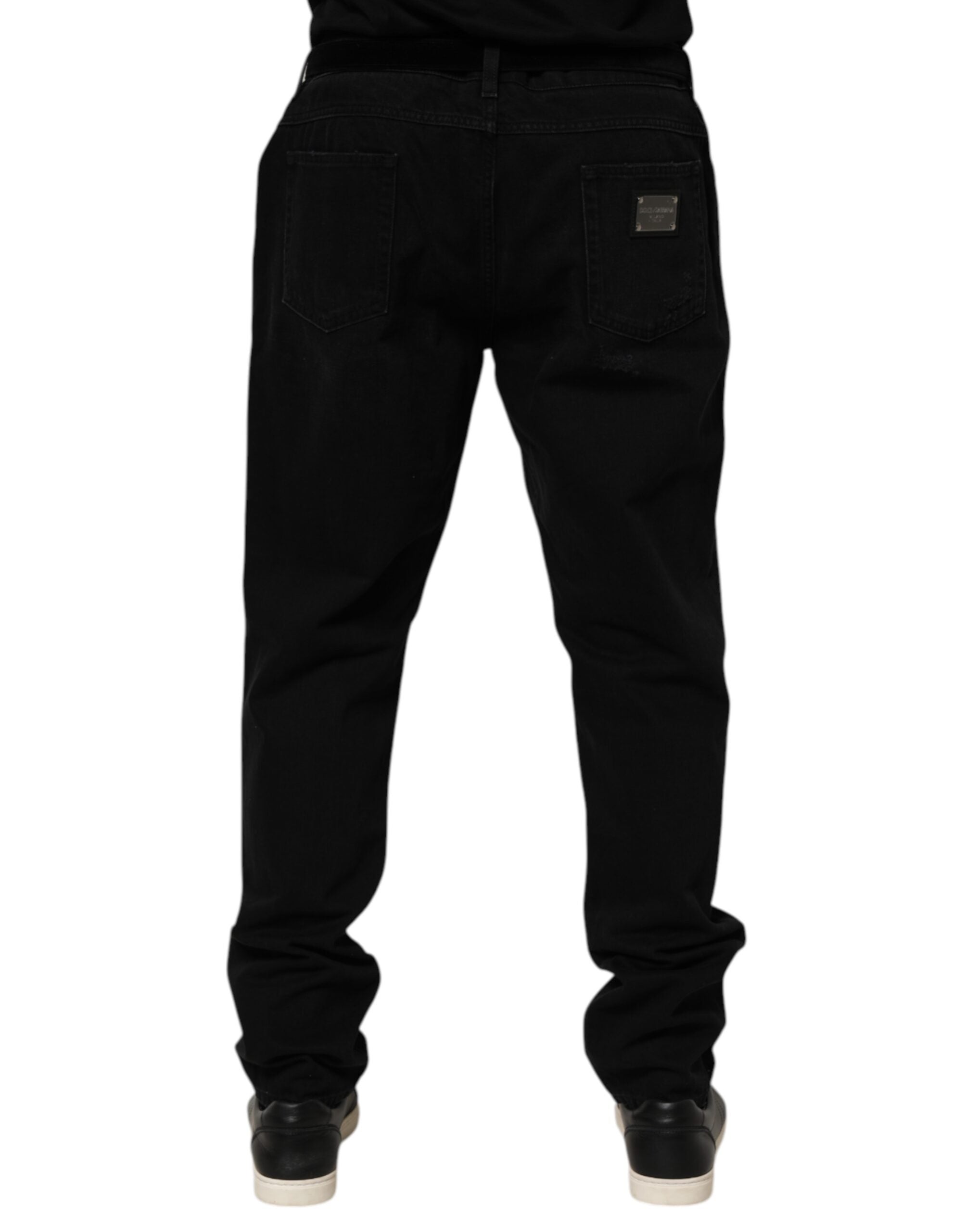 Dolce & Gabbana Black Cotton Regular Denim Men Trouser Men's Jeans