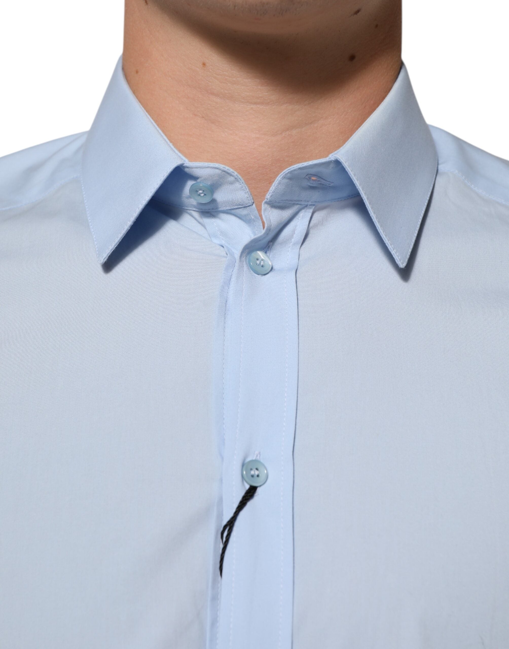 Dolce & Gabbana Light Blue Cotton GOLD Formal Men Dress Men's Shirt