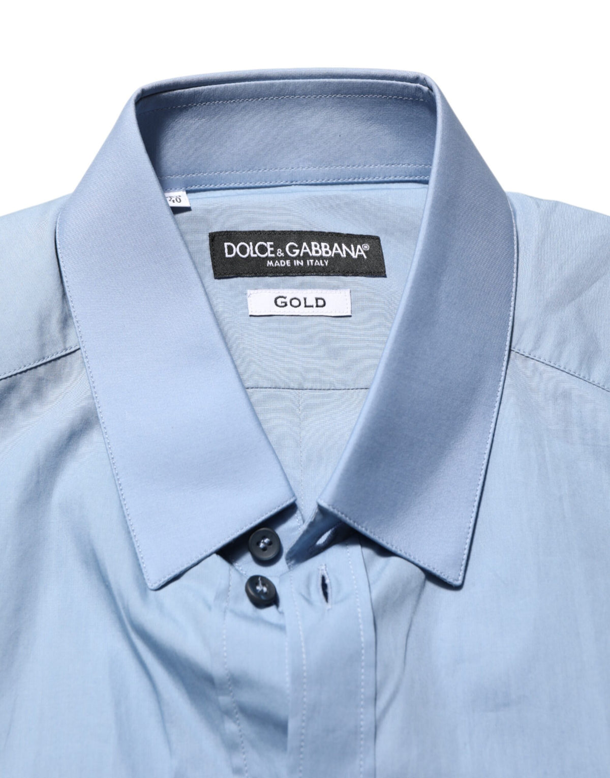 Dolce & Gabbana Blue Cotton Collared GOLD Formal Dress Men's Shirt (Pre-Owned)