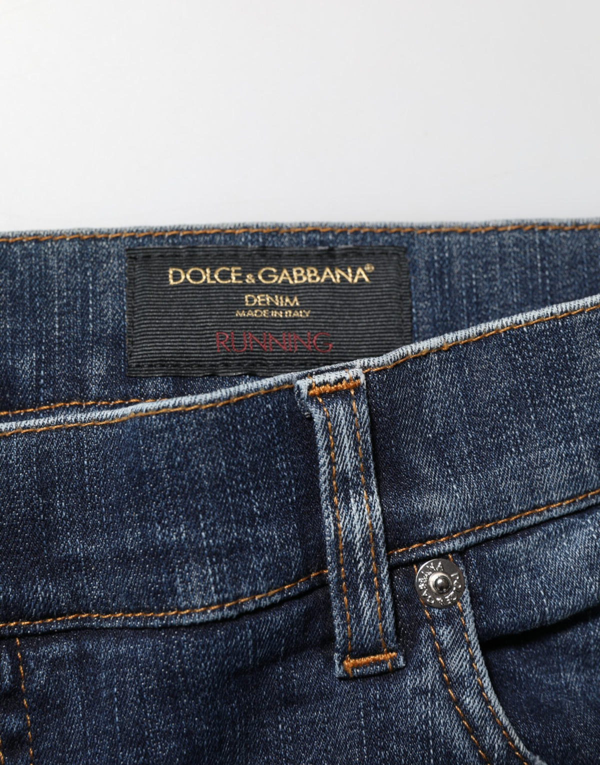 Dolce & Gabbana Dark Blue Washed Running Ripped Denim Men's Jeans