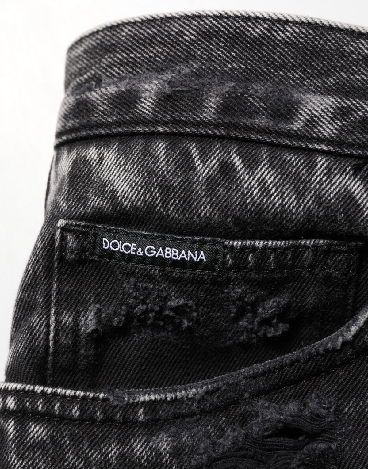 Dolce & Gabbana Black Washed Ripped Loose Cotton Denim Men's Jeans
