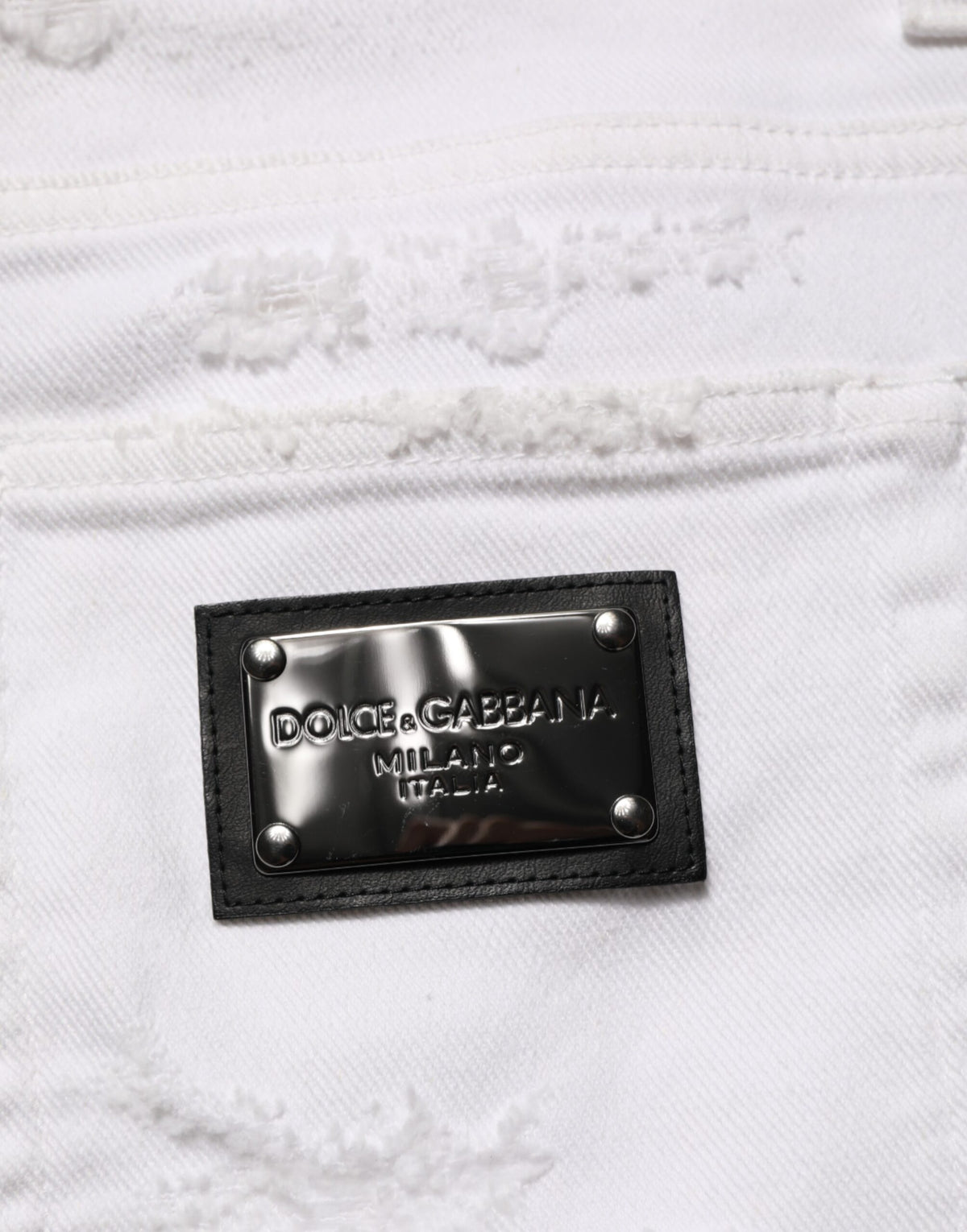 Dolce & Gabbana White Distressed Ripped Denim Trouser Men's Jeans