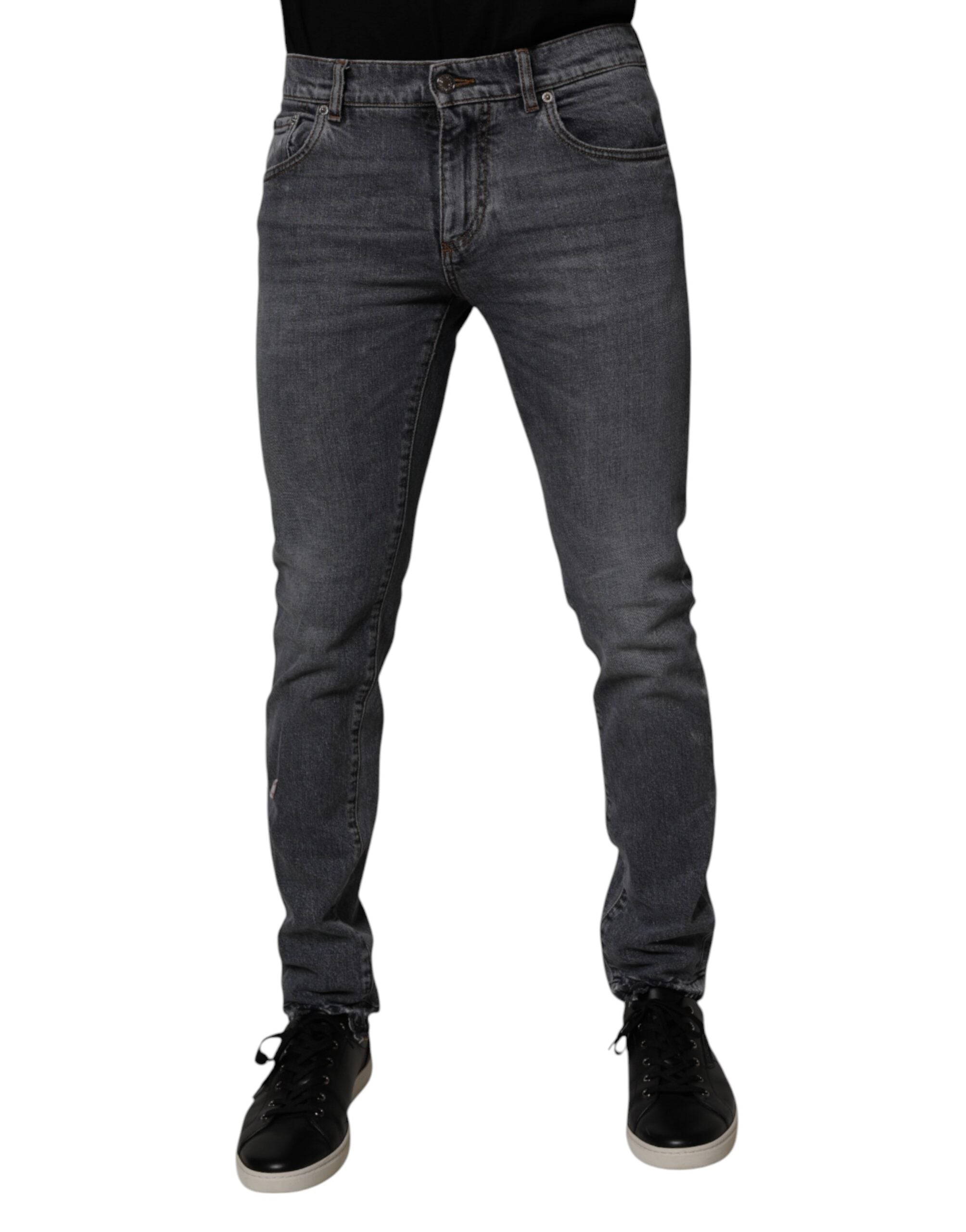 Dolce & Gabbana Dark Gray Cotton Stretch Skinny Denim Men's Jeans (Pre-Owned)