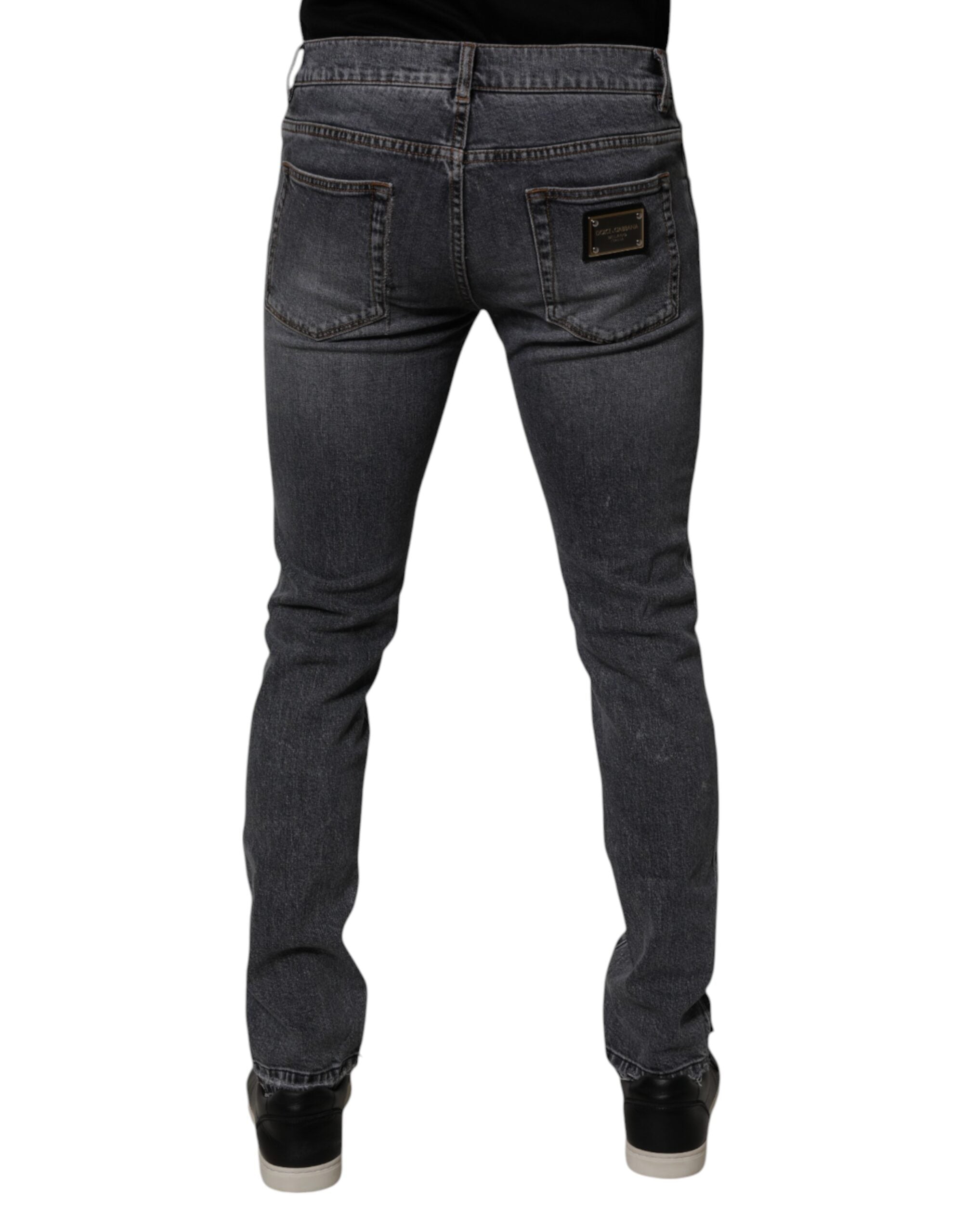 Dolce & Gabbana Dark Gray Cotton Stretch Skinny Denim Men's Jeans (Pre-Owned)
