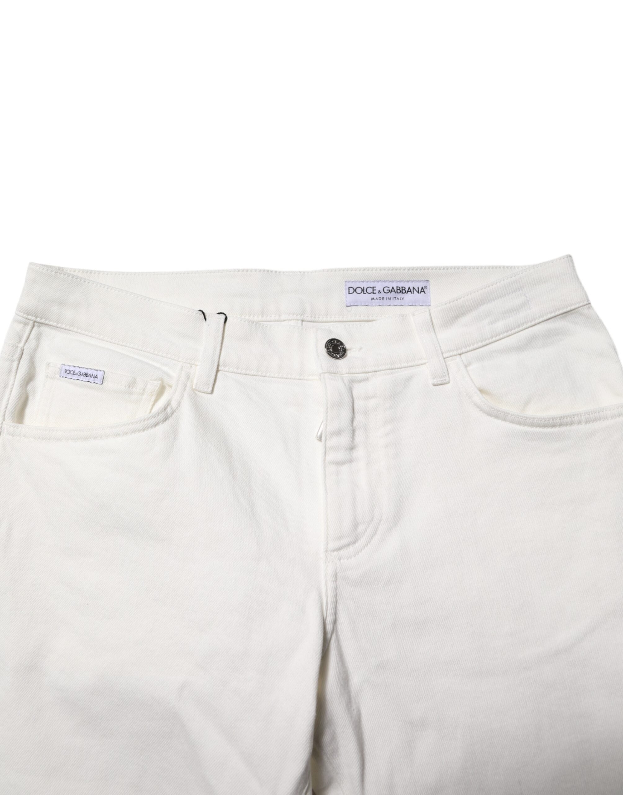 Dolce & Gabbana Off White Cotton Stretch Slim Fit Denim Men's Jeans (Pre-Owned)