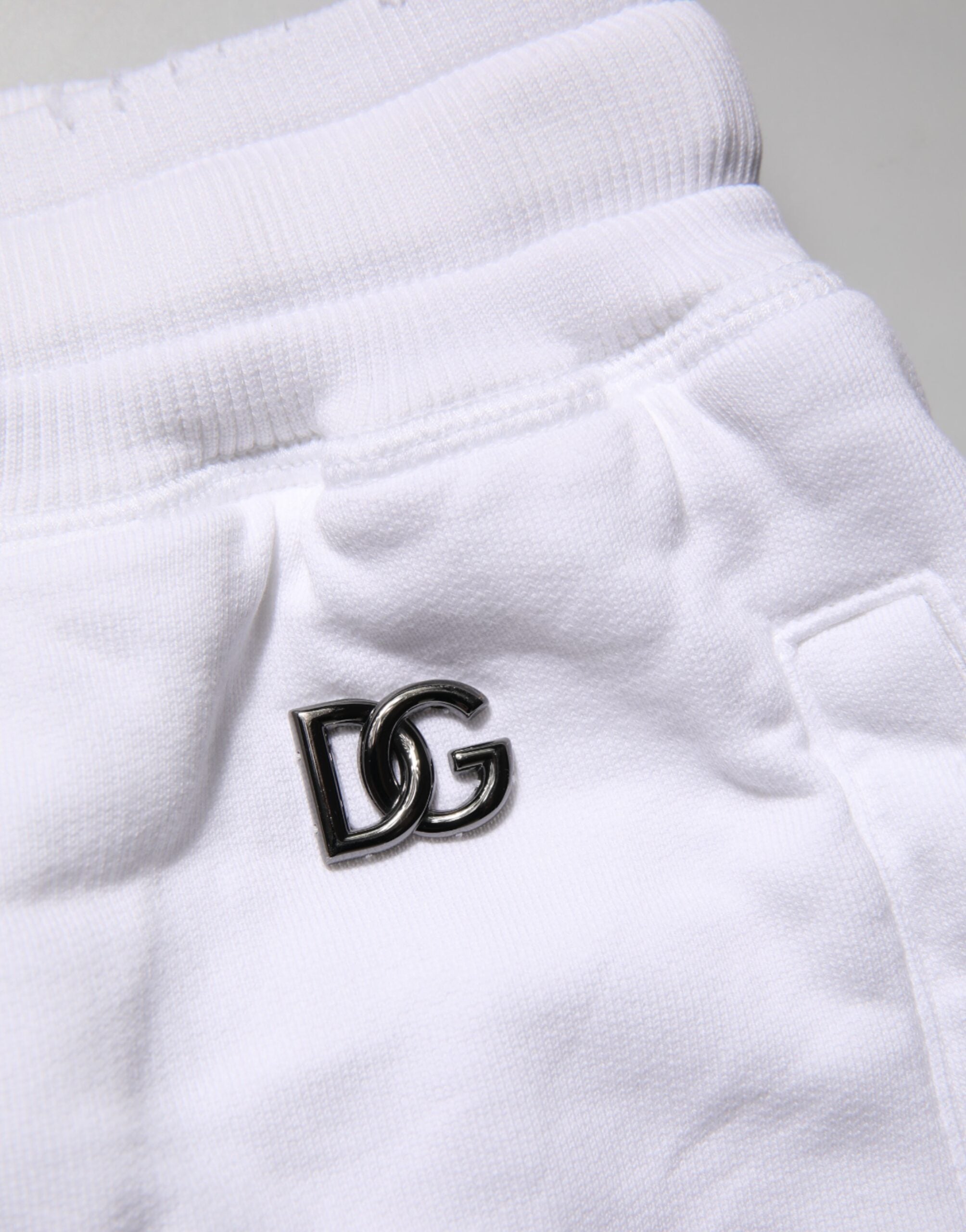 Dolce & Gabbana White Ripped Mid Waist Casual Bermuda Men's Short (Pre-Owned)