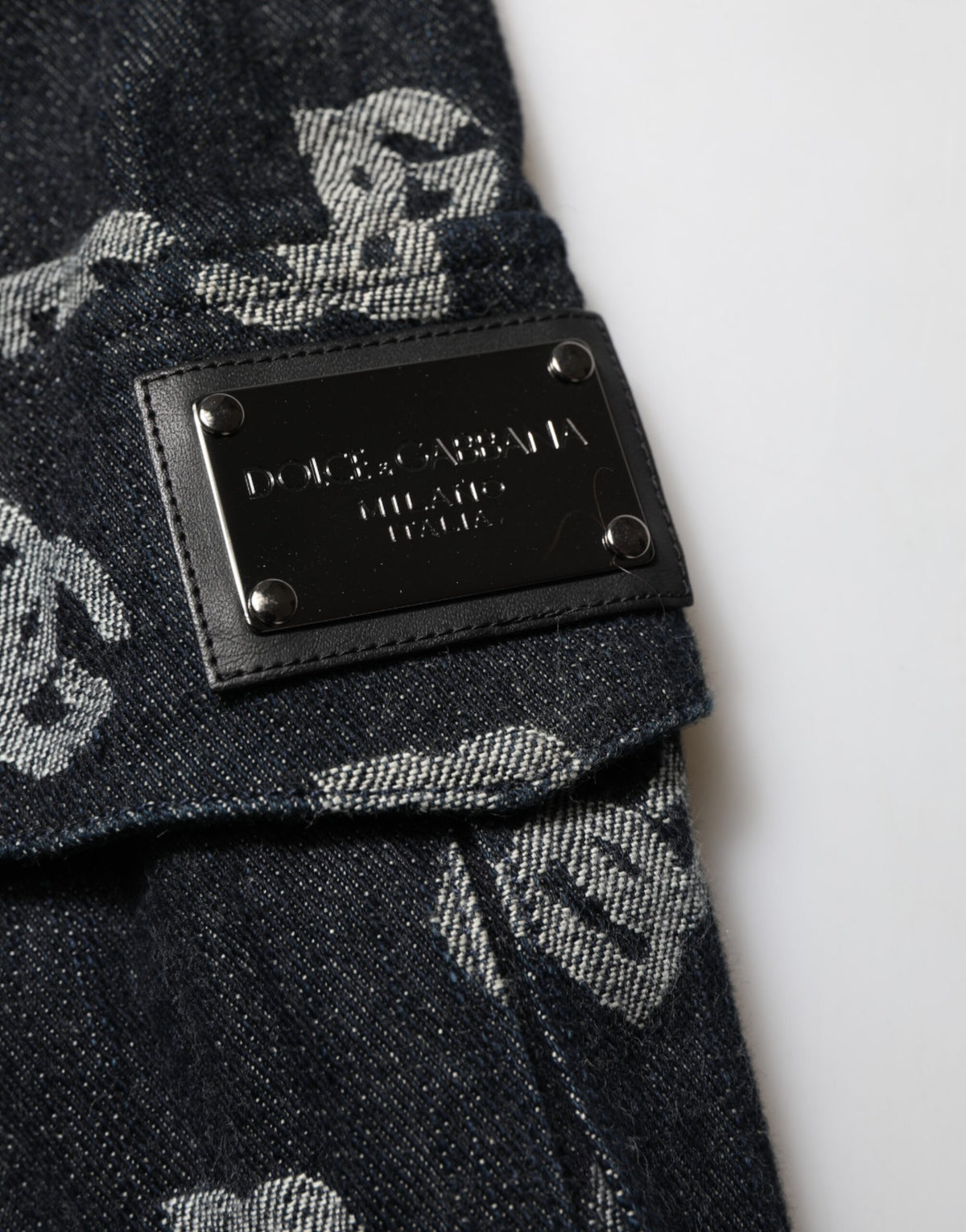 Dolce & Gabbana Black Monogram Denim Cargo Men Bermuda Men's Short