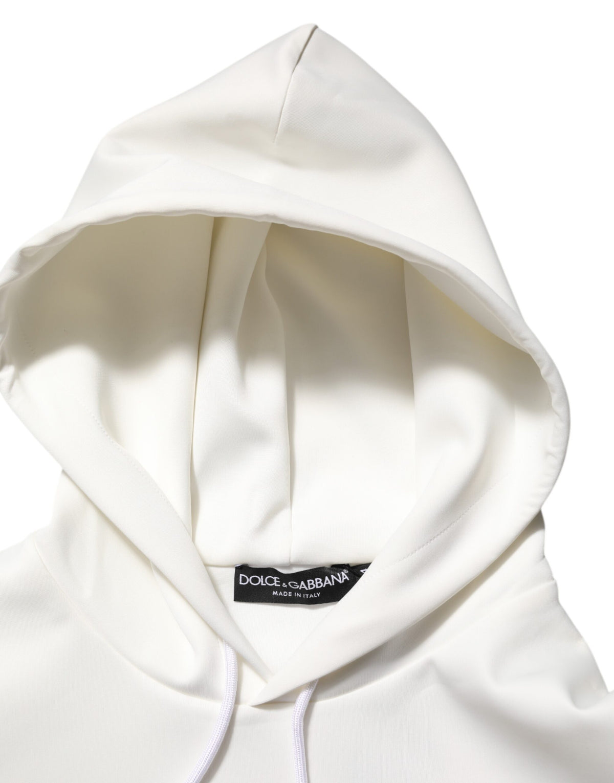 Dolce & Gabbana White Logo Hooded Men Sweatshirt  Men's Sweater (Pre-Owned)