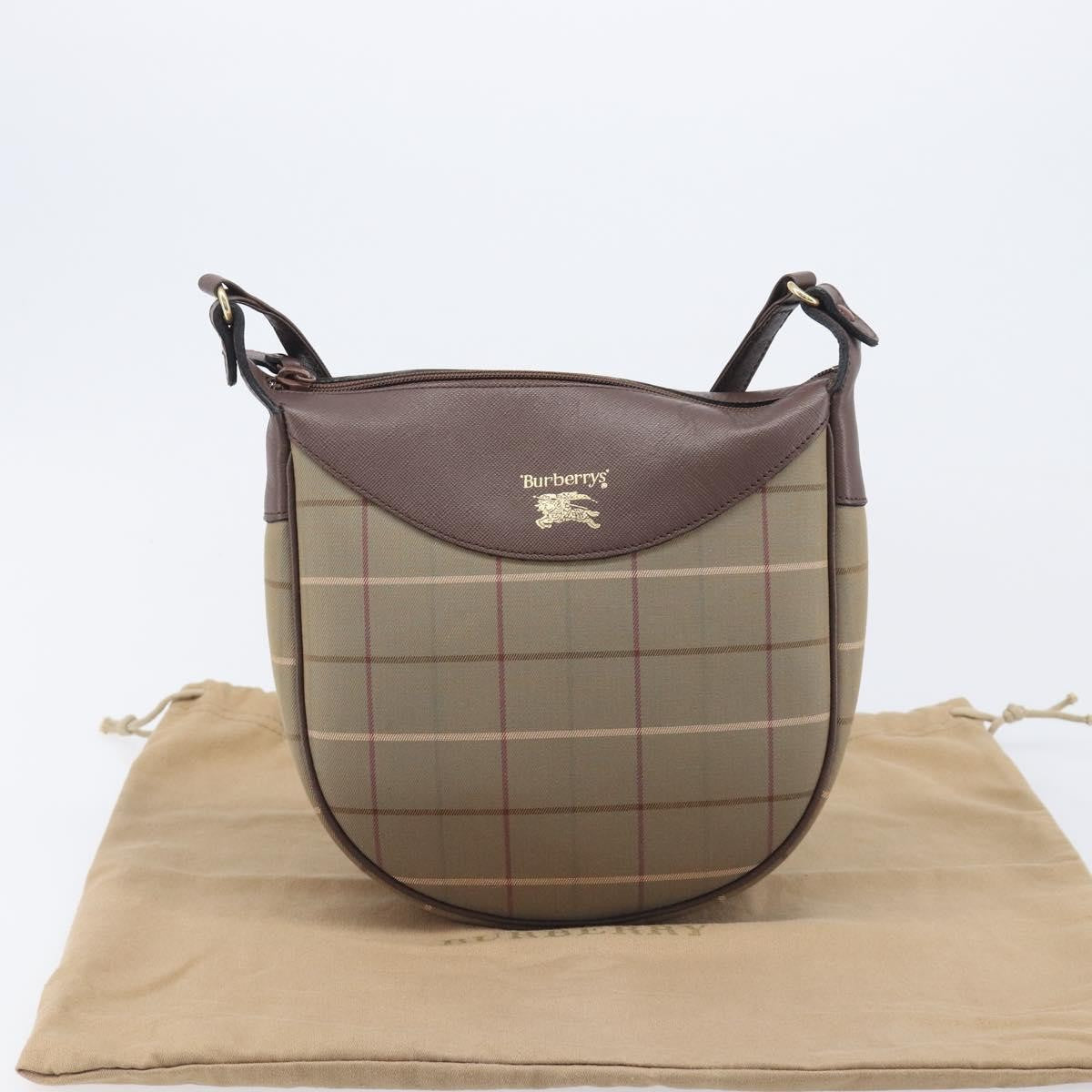 Burberry Nova Check Shoulder Bag Canvas Brown Canvas Shoulder Bag Bag (Pre-Owned)