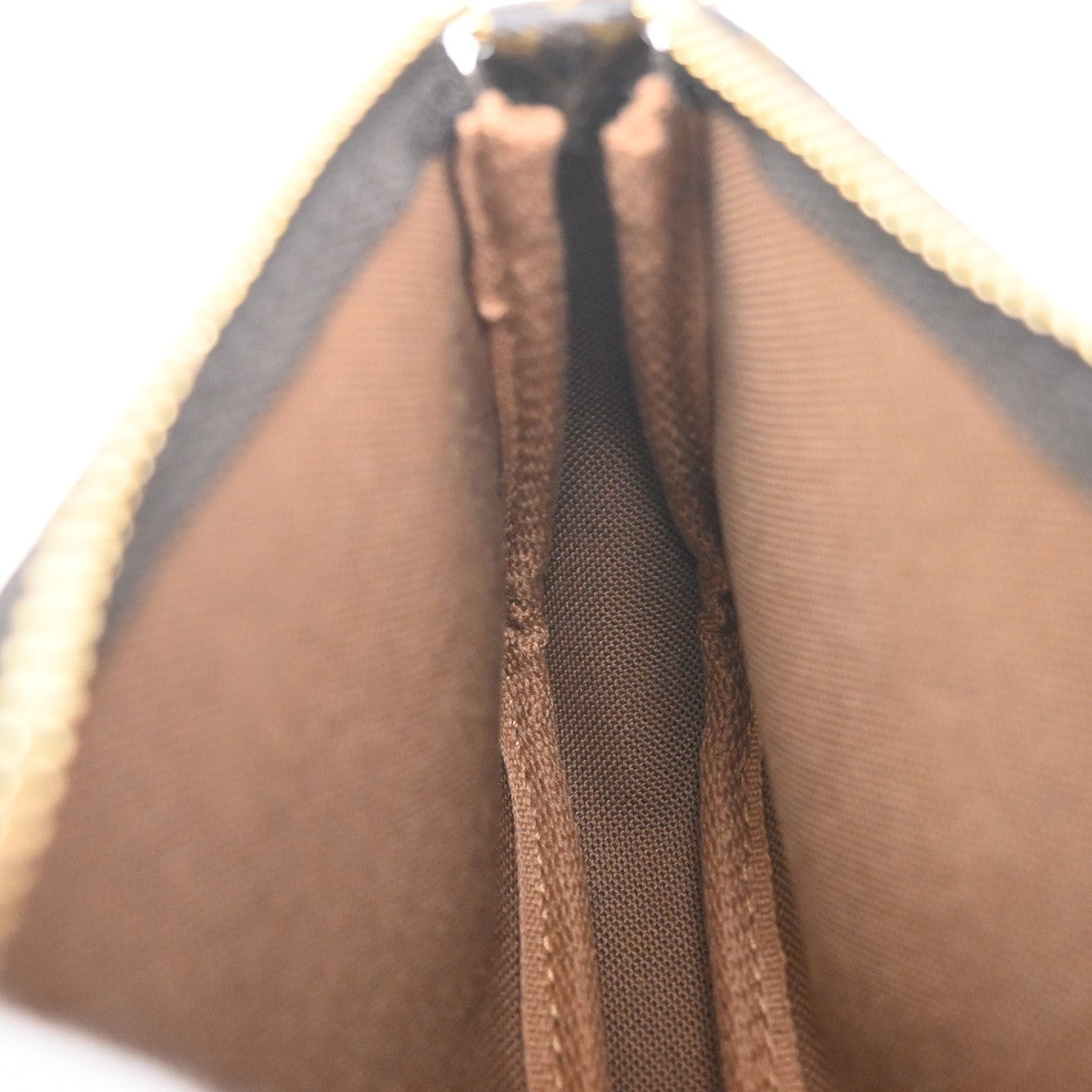 Louis Vuitton Mini Pochette Accessoires Canvas Brown Leather Clutche & Pouche Bag (Pre-Owned)