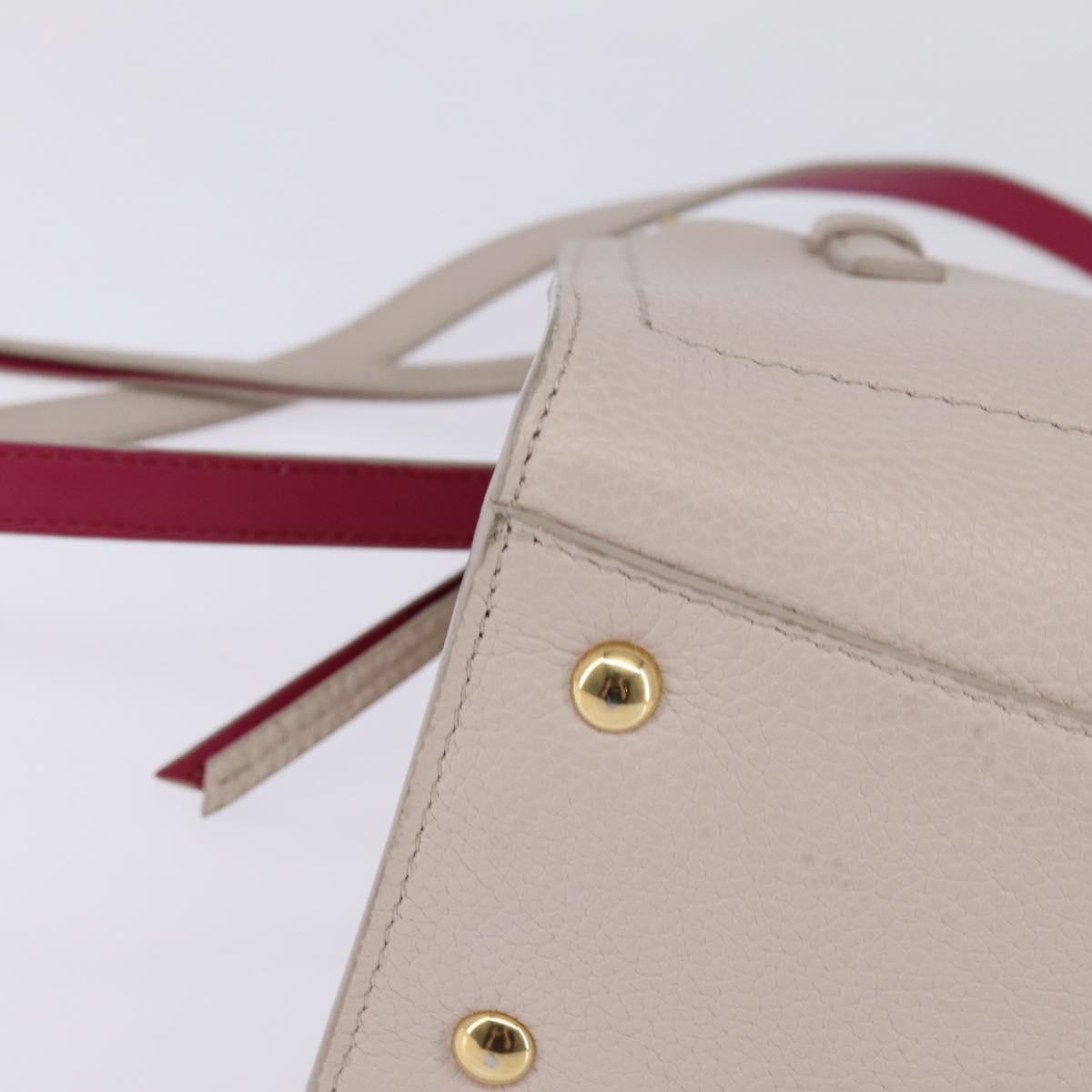 Salvatore Ferragamo Amy Tote Pebbled Leather Beige Leather Handbag (Pre-Owned)