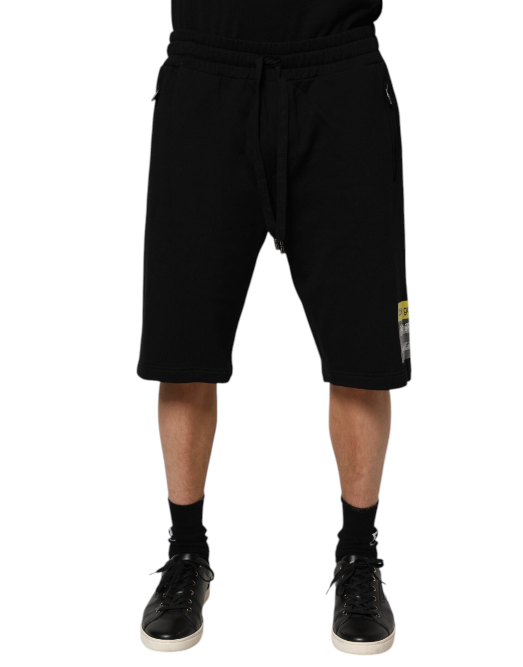 Dolce & Gabbana Black Cotton Mid Waist Casual Bermuda Men's Short (Pre-Owned)