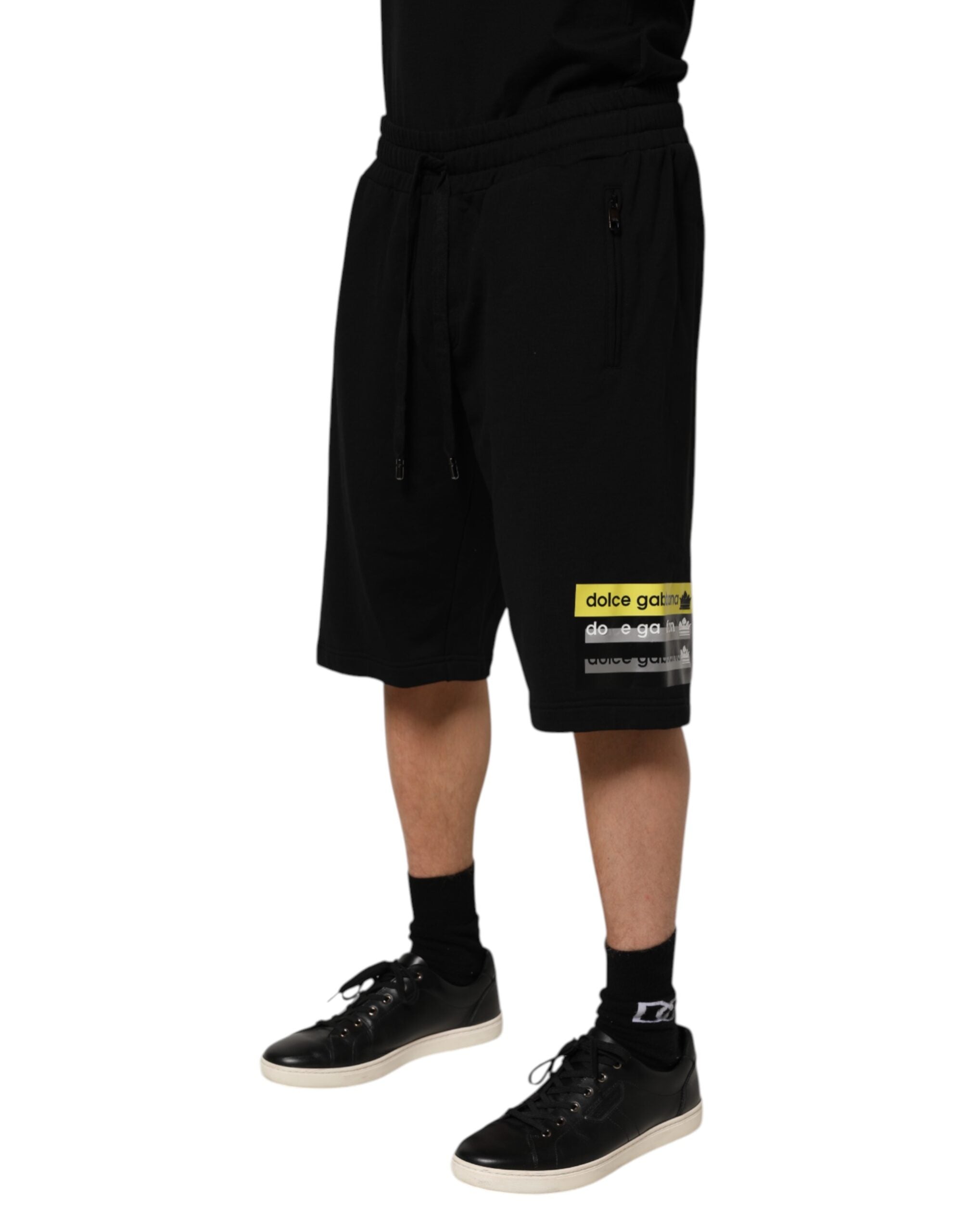 Dolce & Gabbana Black Cotton Mid Waist Casual Bermuda Men's Short (Pre-Owned)
