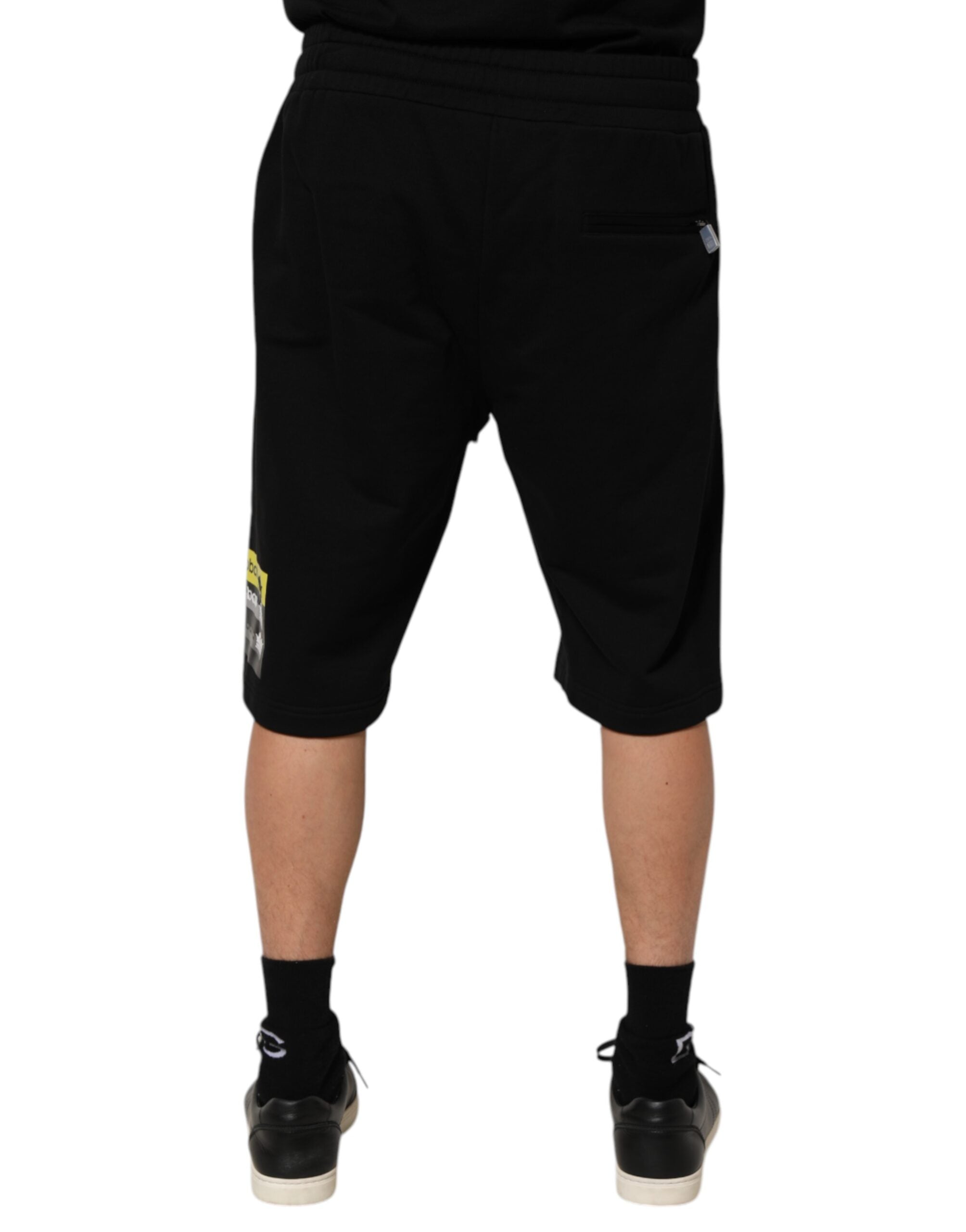 Dolce & Gabbana Black Cotton Mid Waist Casual Bermuda Men's Short (Pre-Owned)
