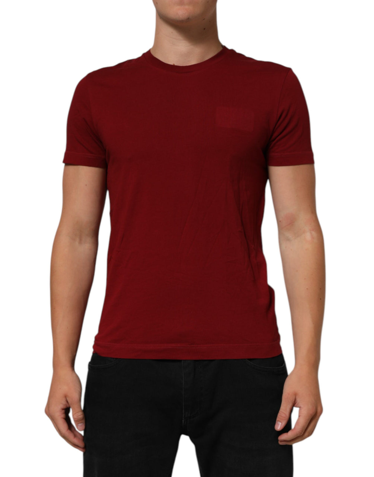 Dolce & Gabbana Maroon Logo Crew Neck Short Sleeve Men's T-shirt (Pre-Owned)