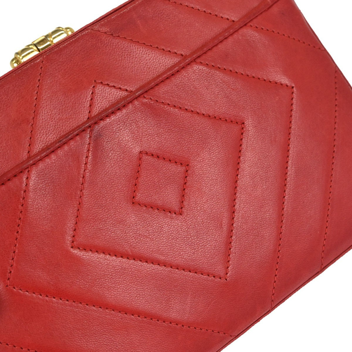 Chanel Camera Chevron Lambskin Red Leather Handbag (Pre-Owned)