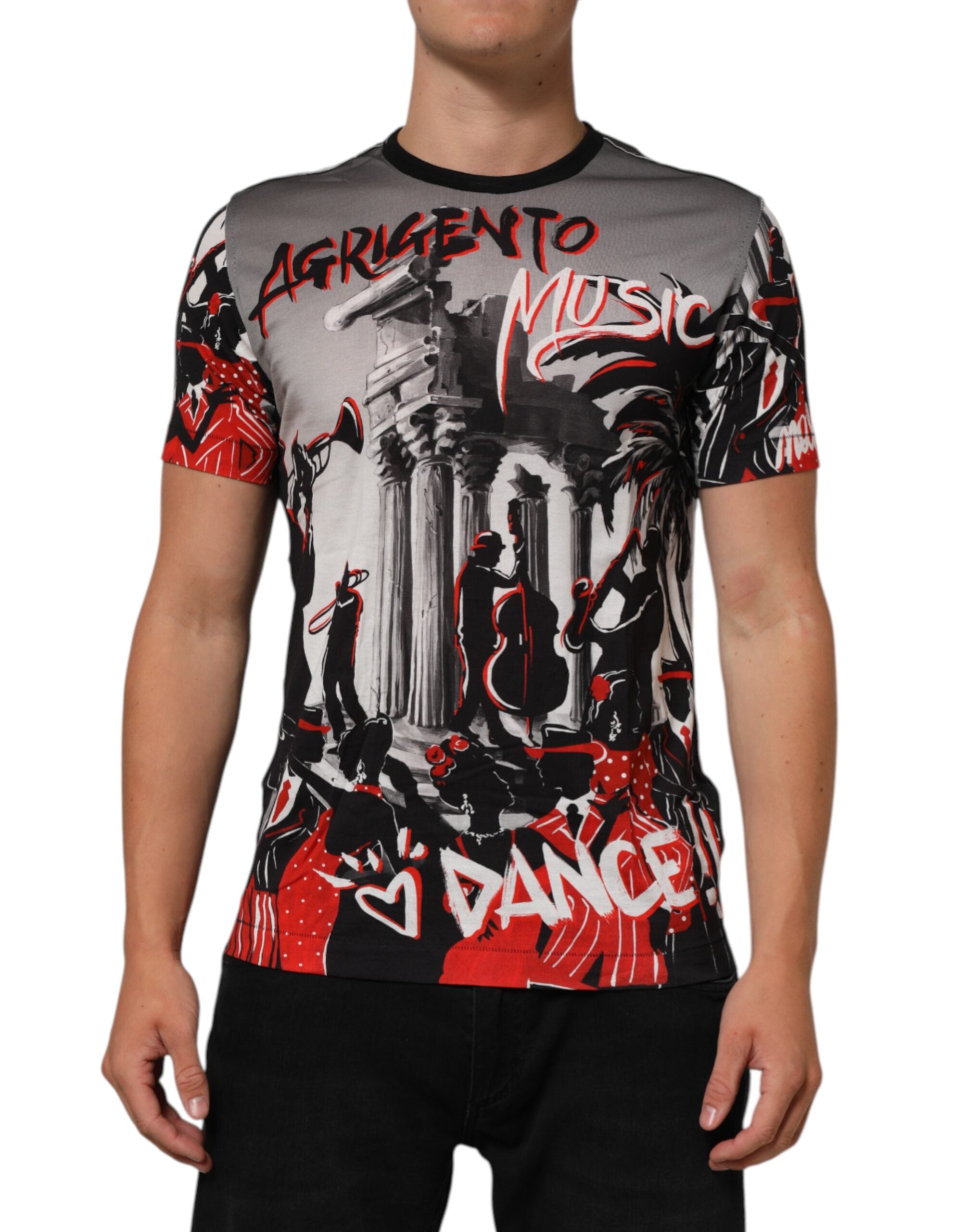 Dolce & Gabbana Multicolor Agrigento Dance Jazz Music Print Men's T-shirt