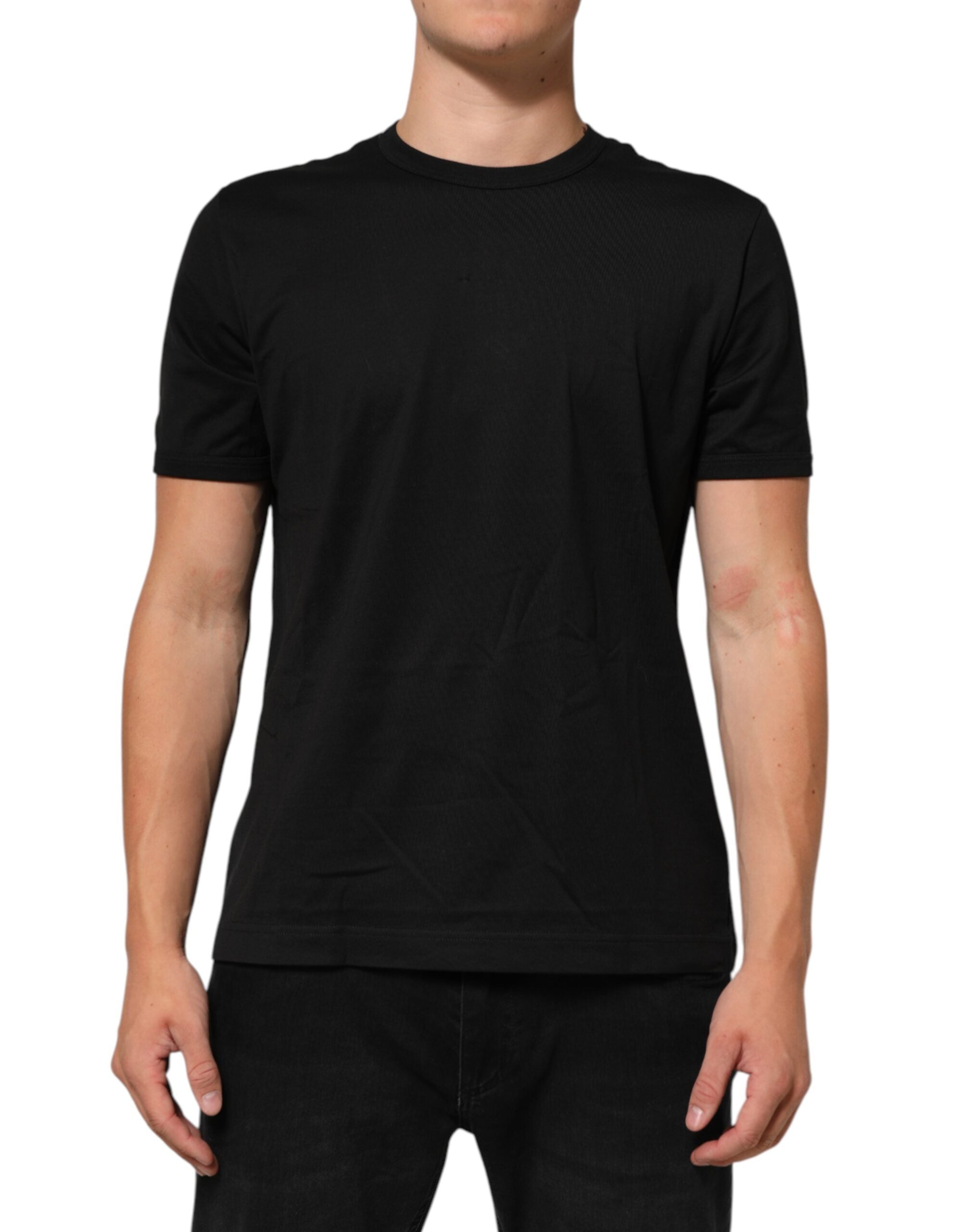 Dolce & Gabbana Black Goodluck 2021 Cotton Crew Neck Men's T-shirt (Pre-Owned)