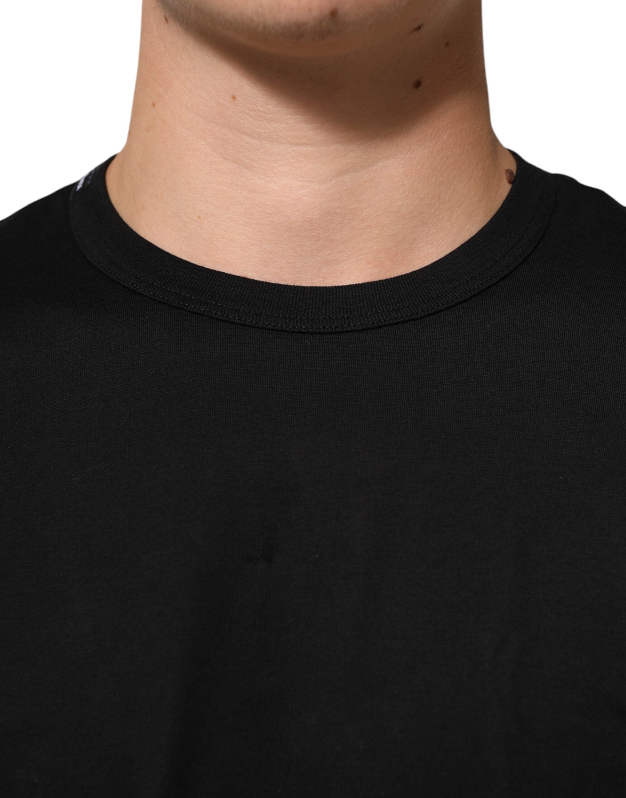 Dolce & Gabbana Black Goodluck 2021 Cotton Crew Neck Men's T-shirt (Pre-Owned)