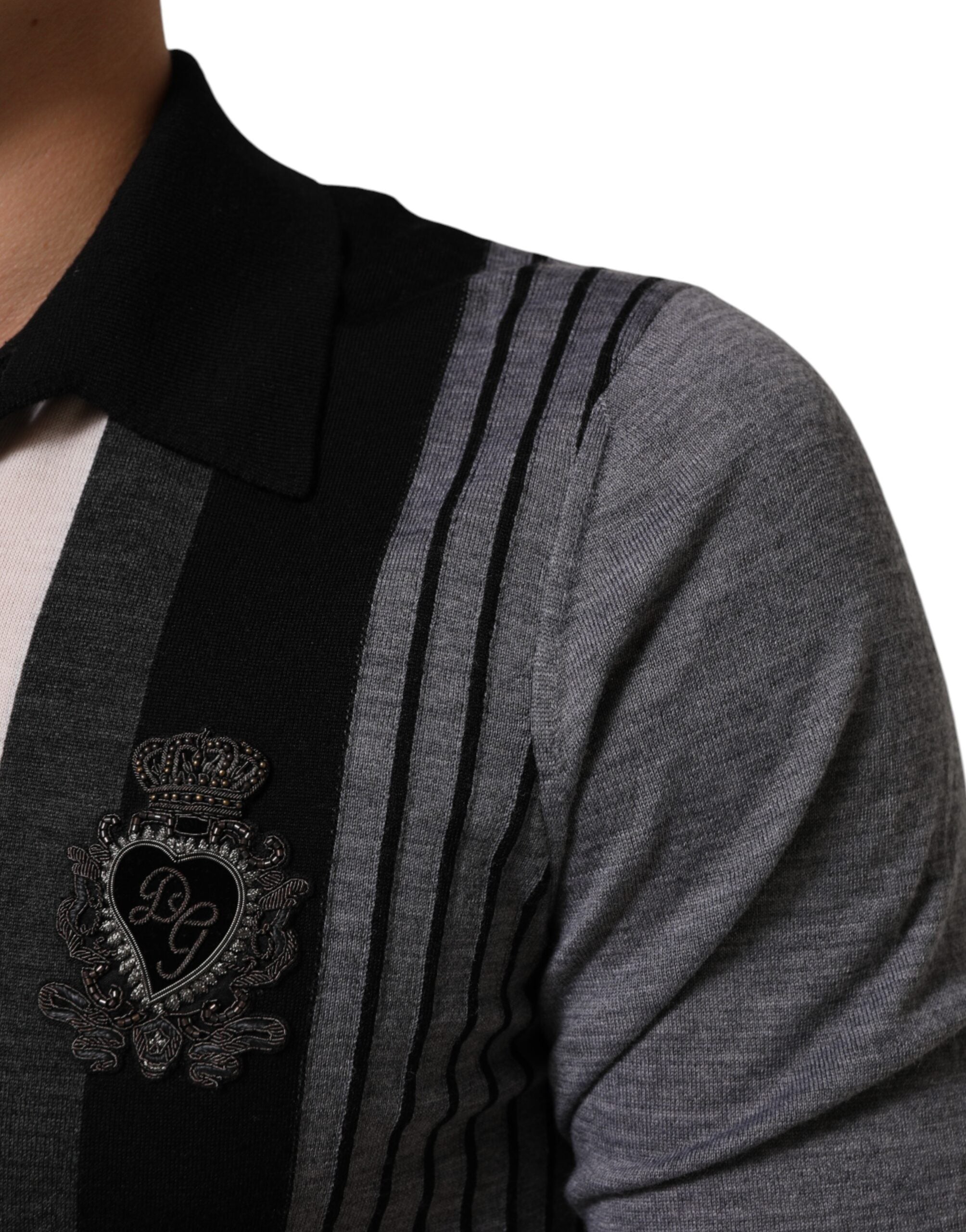 Dolce & Gabbana Black White Polka Dot Collared Polo Men's T-shirt (Pre-Owned)