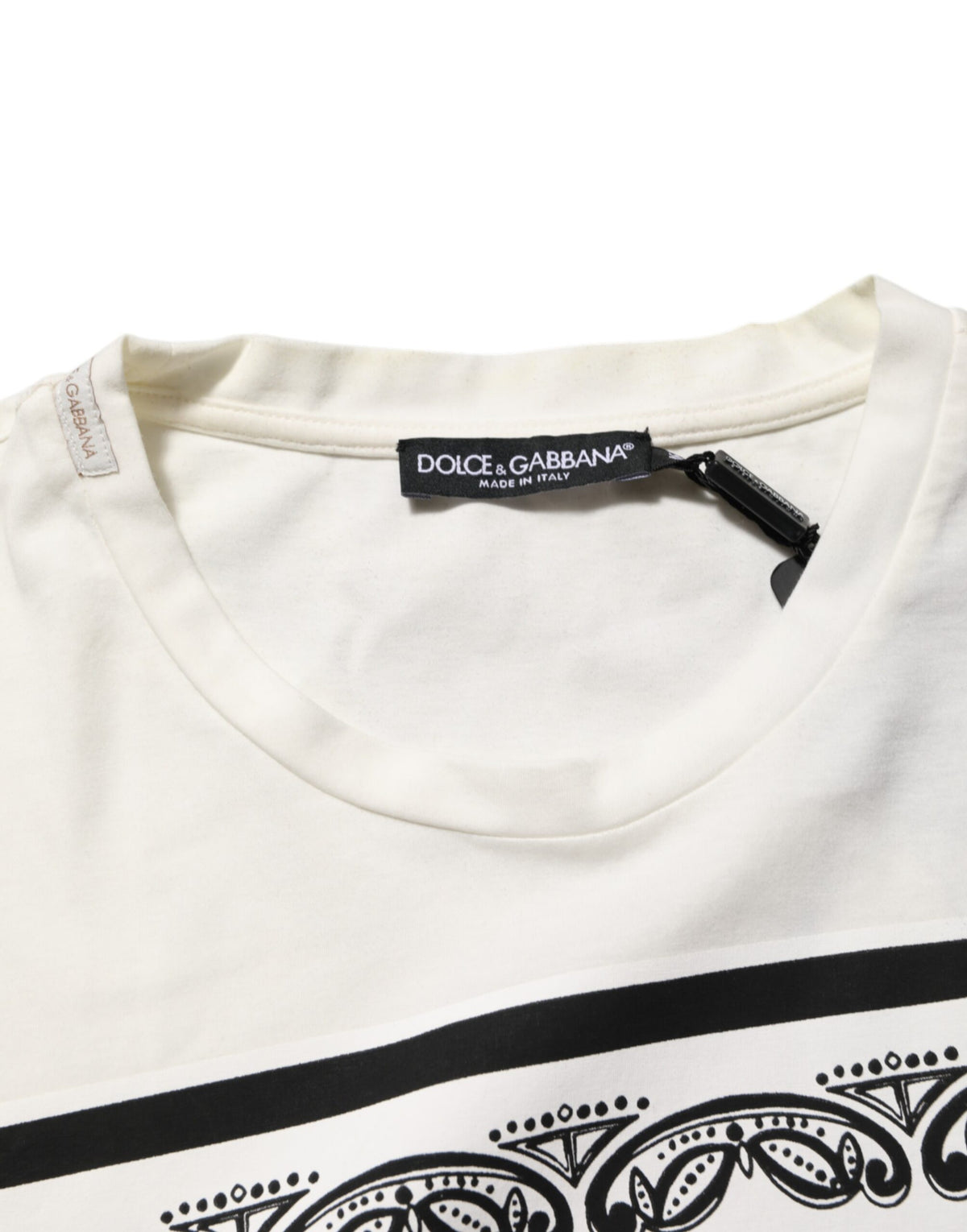 Dolce & Gabbana White Cotton Logo Bandana Print Men Men's T-shirt (Pre-Owned)