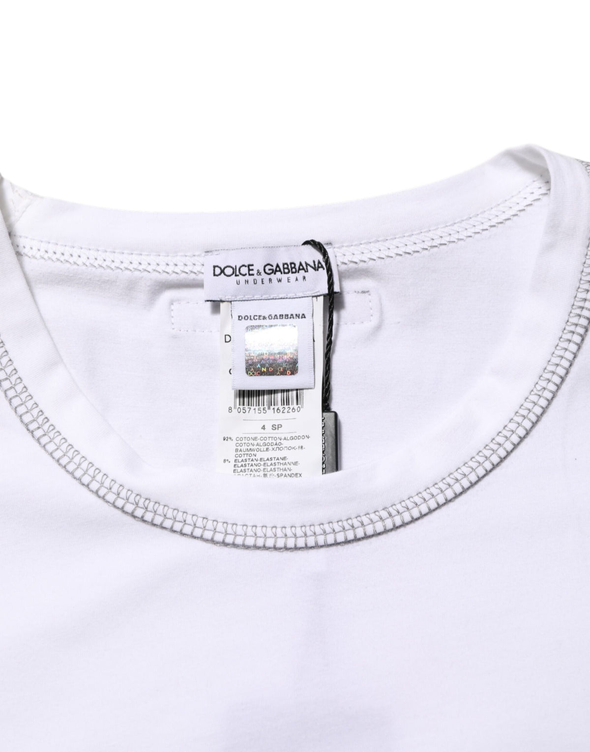 Dolce & Gabbana White Cotton Round Neck Men Underwear Men's T-shirt (Pre-Owned)