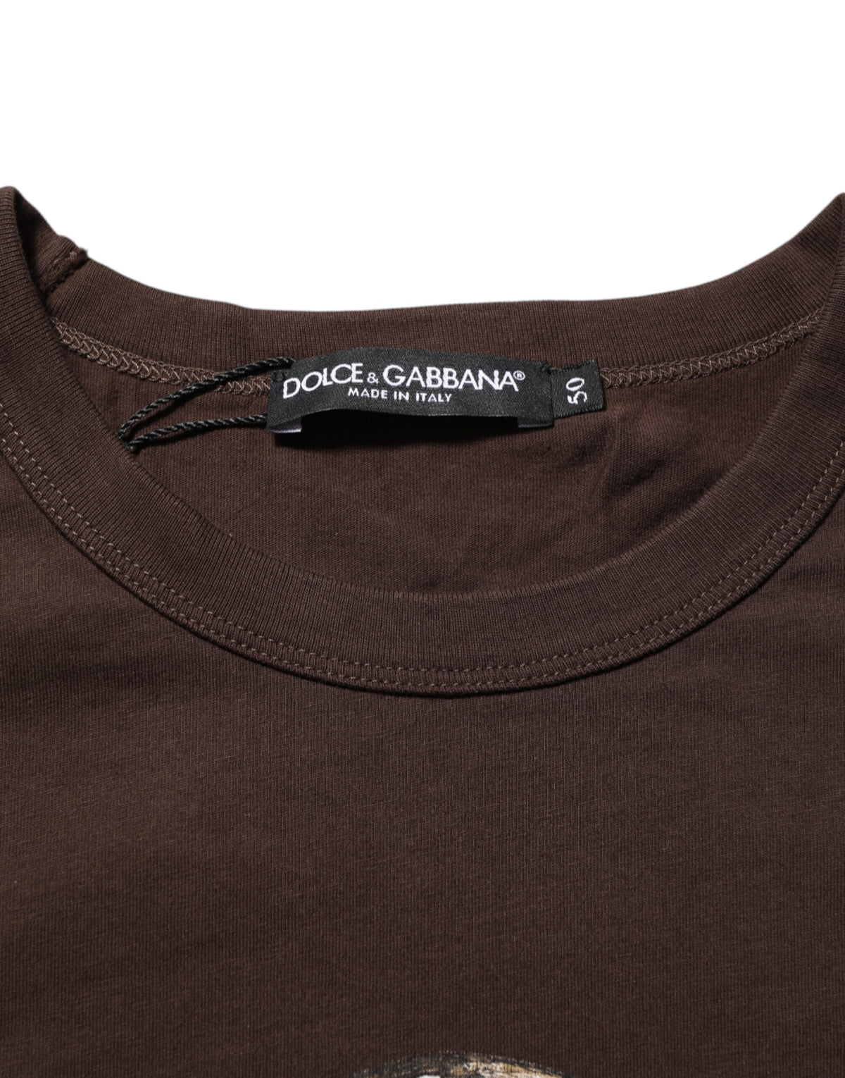 Dolce & Gabbana Brown Coin Laurel Print Men Crew Neck Men's T-shirt (Pre-Owned)